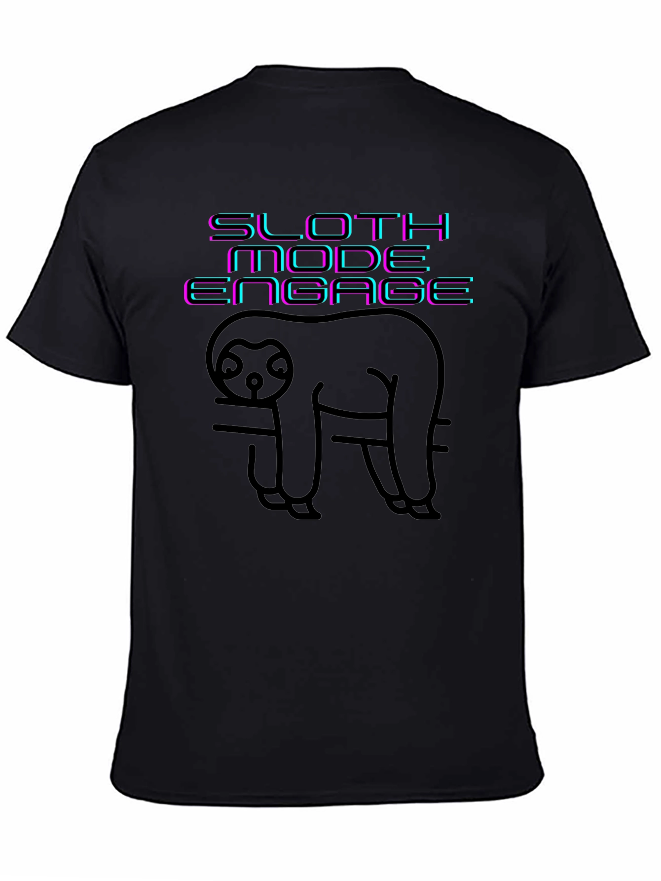 Sloth Mode Engage Black Graphic Tee
