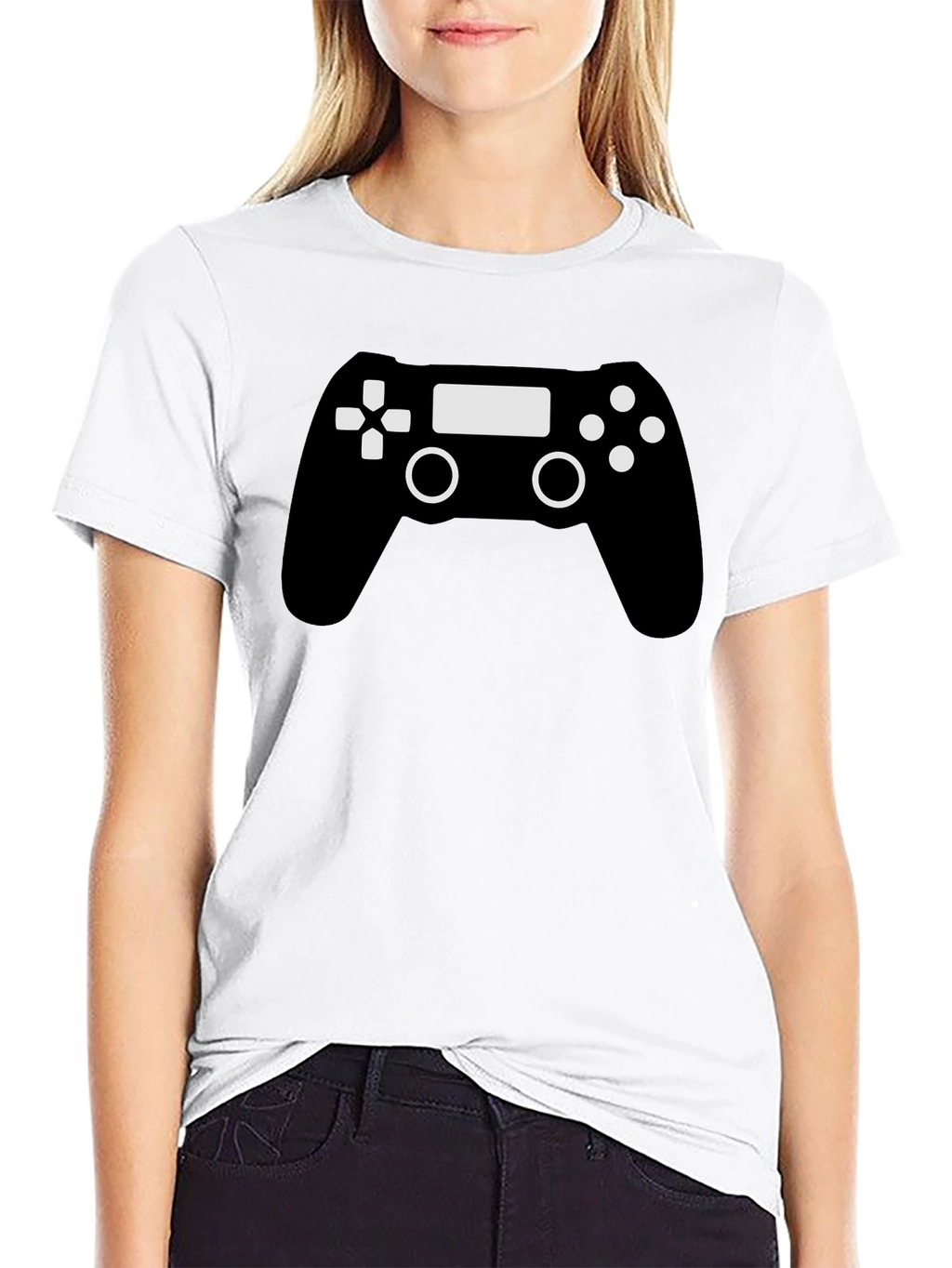 Gamer Controller Graphic T-Shirt - Black Cotton Blend
