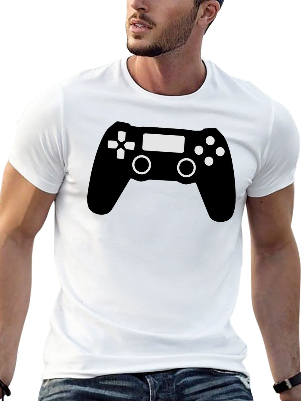 Gamer Controller Graphic T-Shirt - Black Cotton Blend