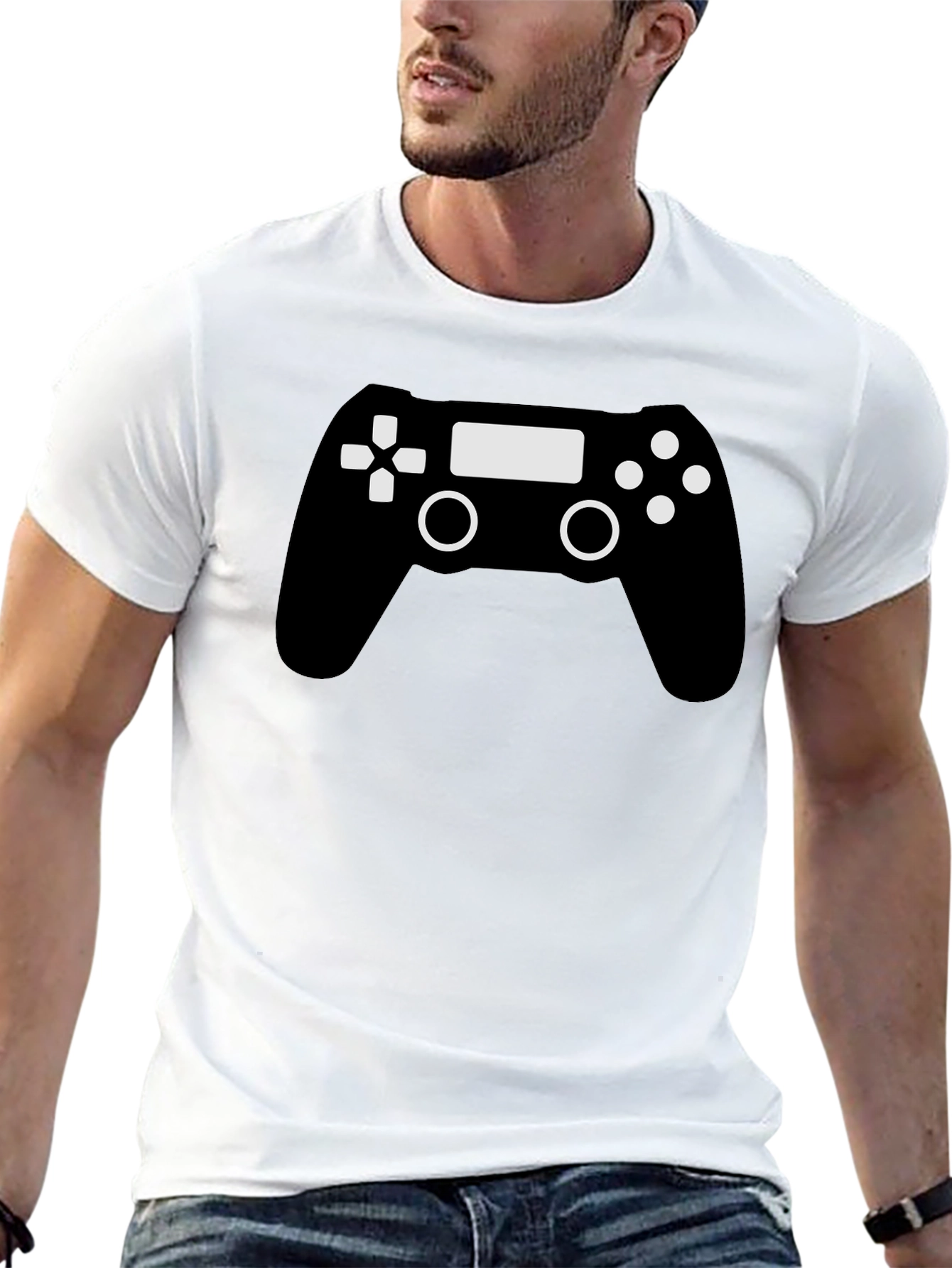 Gamer Controller Graphic T-Shirt - Black Cotton Blend
