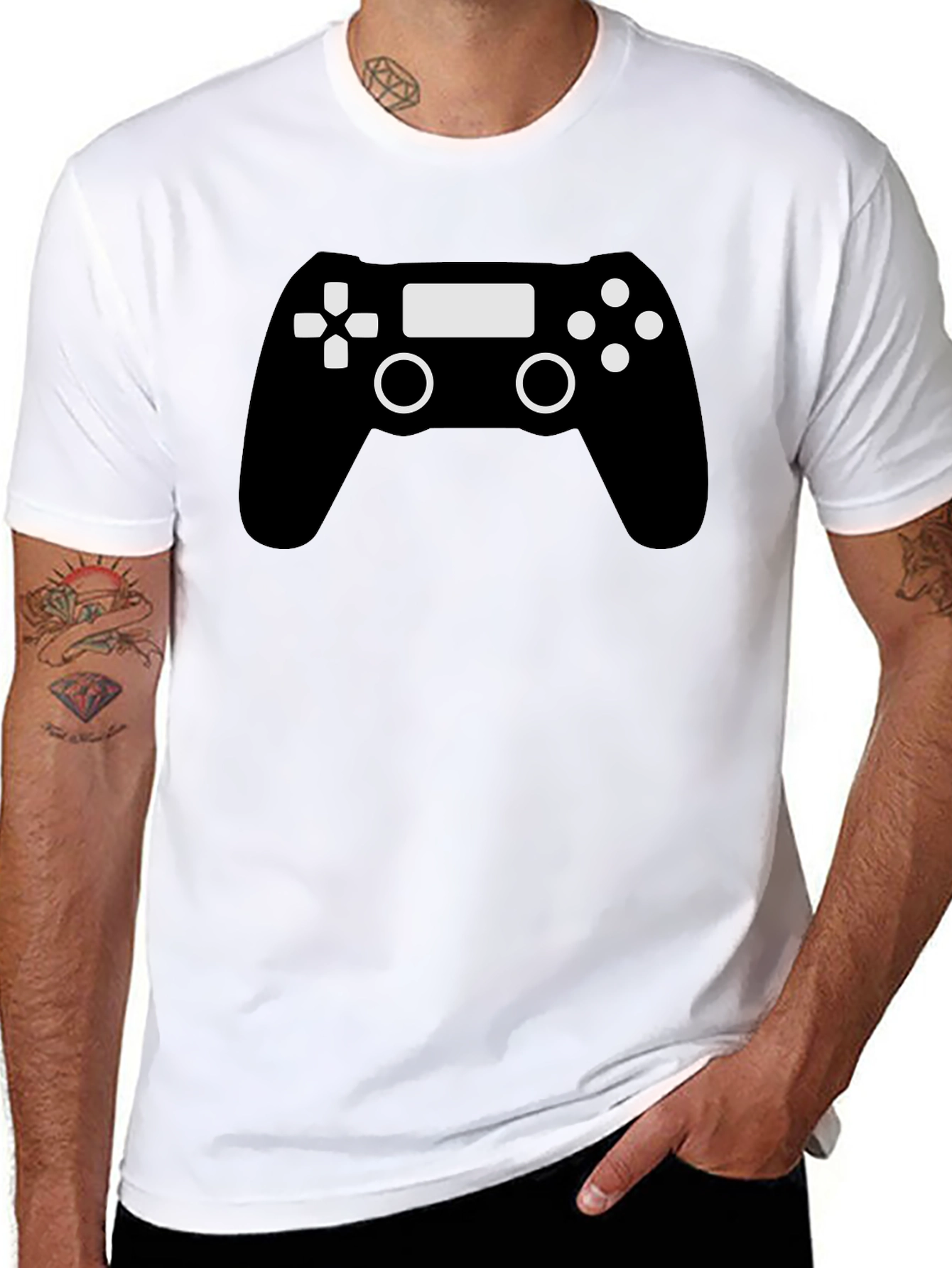 Gamer Controller Graphic T-Shirt - Black Cotton Blend