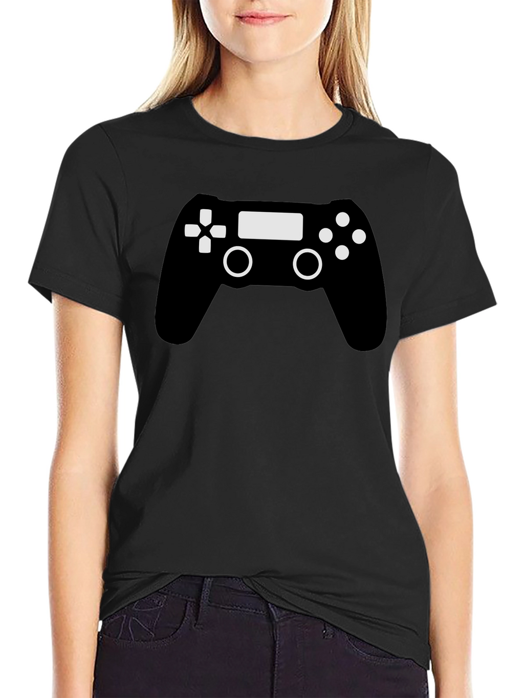 Gamer Controller Graphic T-Shirt - Black Cotton Blend