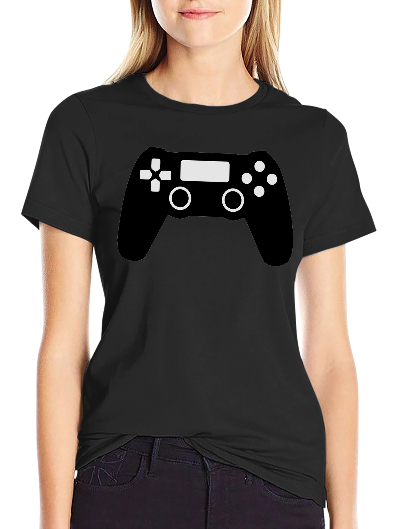 Gamer Controller Graphic T-Shirt - Black Cotton Blend