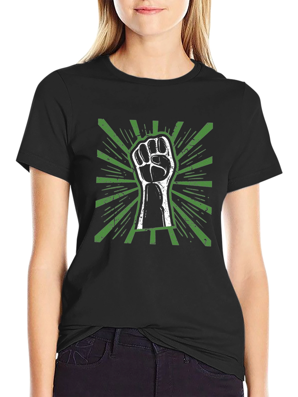 Power Fist Graphic Tee - Black Cotton T-Shirt