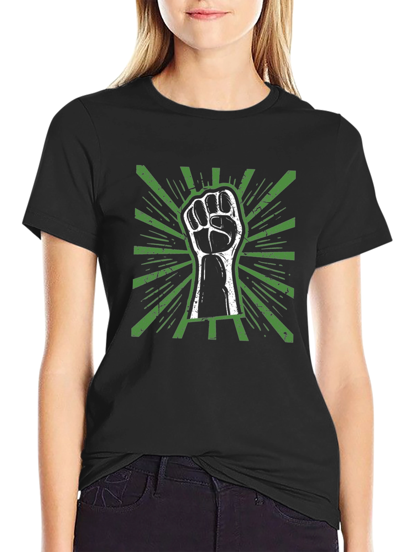 Power Fist Graphic Tee - Black Cotton T-Shirt