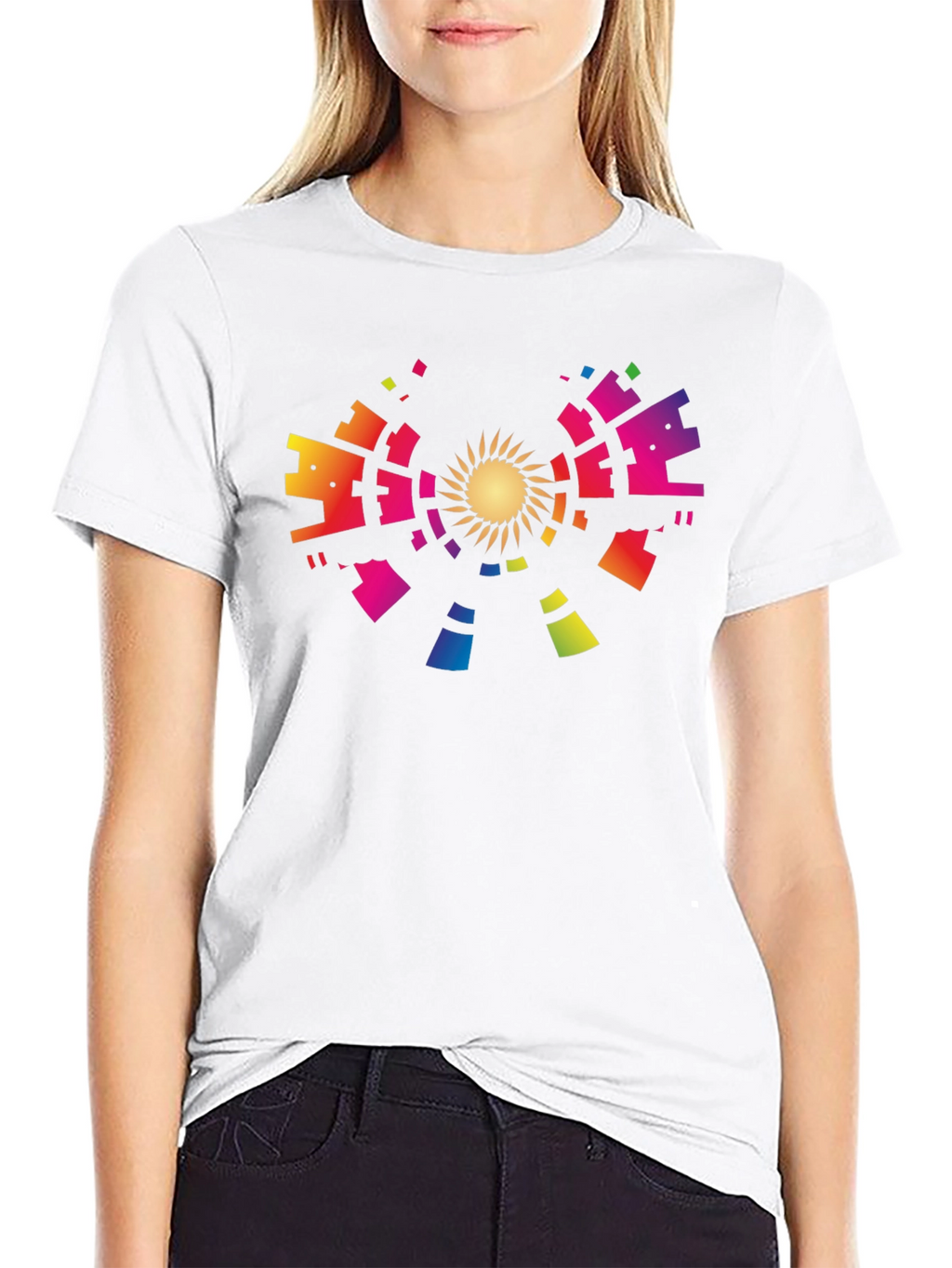 Abstract Rainbow Sun Graphic Tee