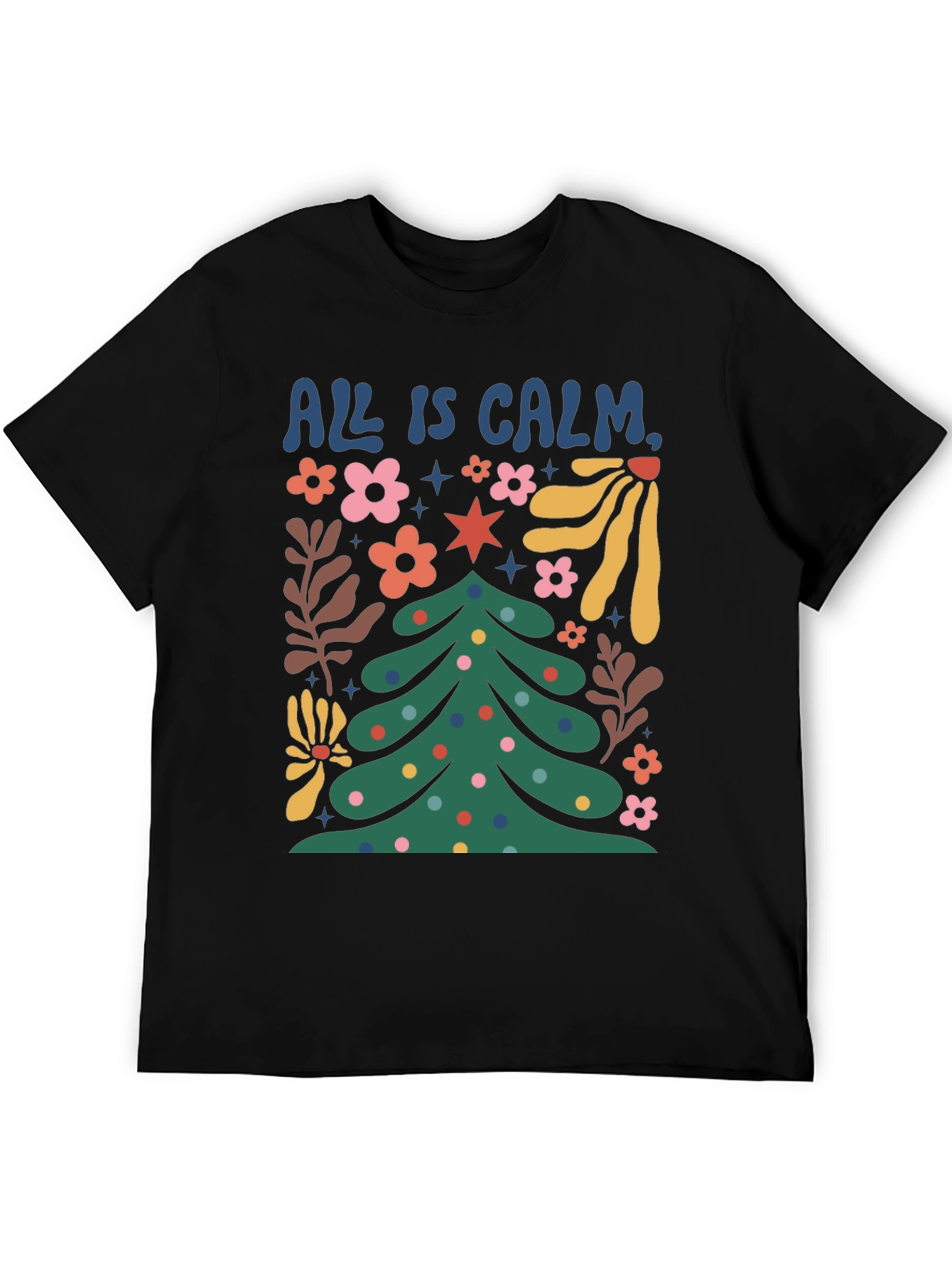 All is Calm Christmas Tree Graphic Tee