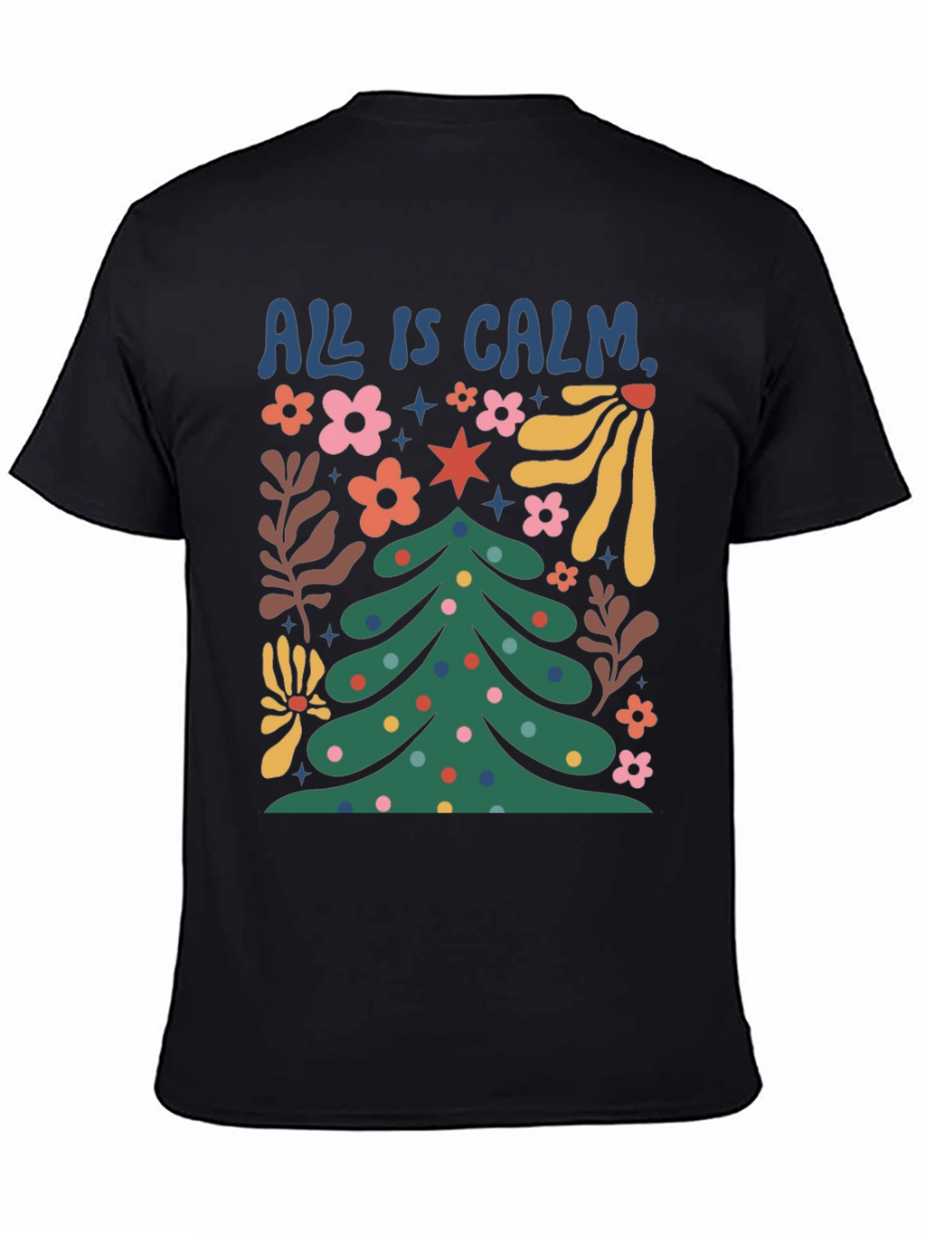All is Calm Christmas Tree Graphic Tee