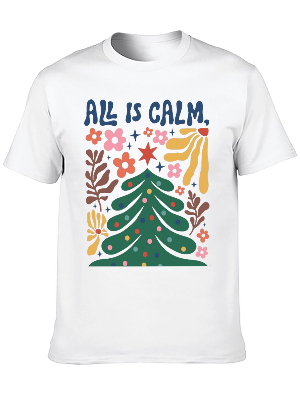 All is Calm Christmas Tree Graphic Tee