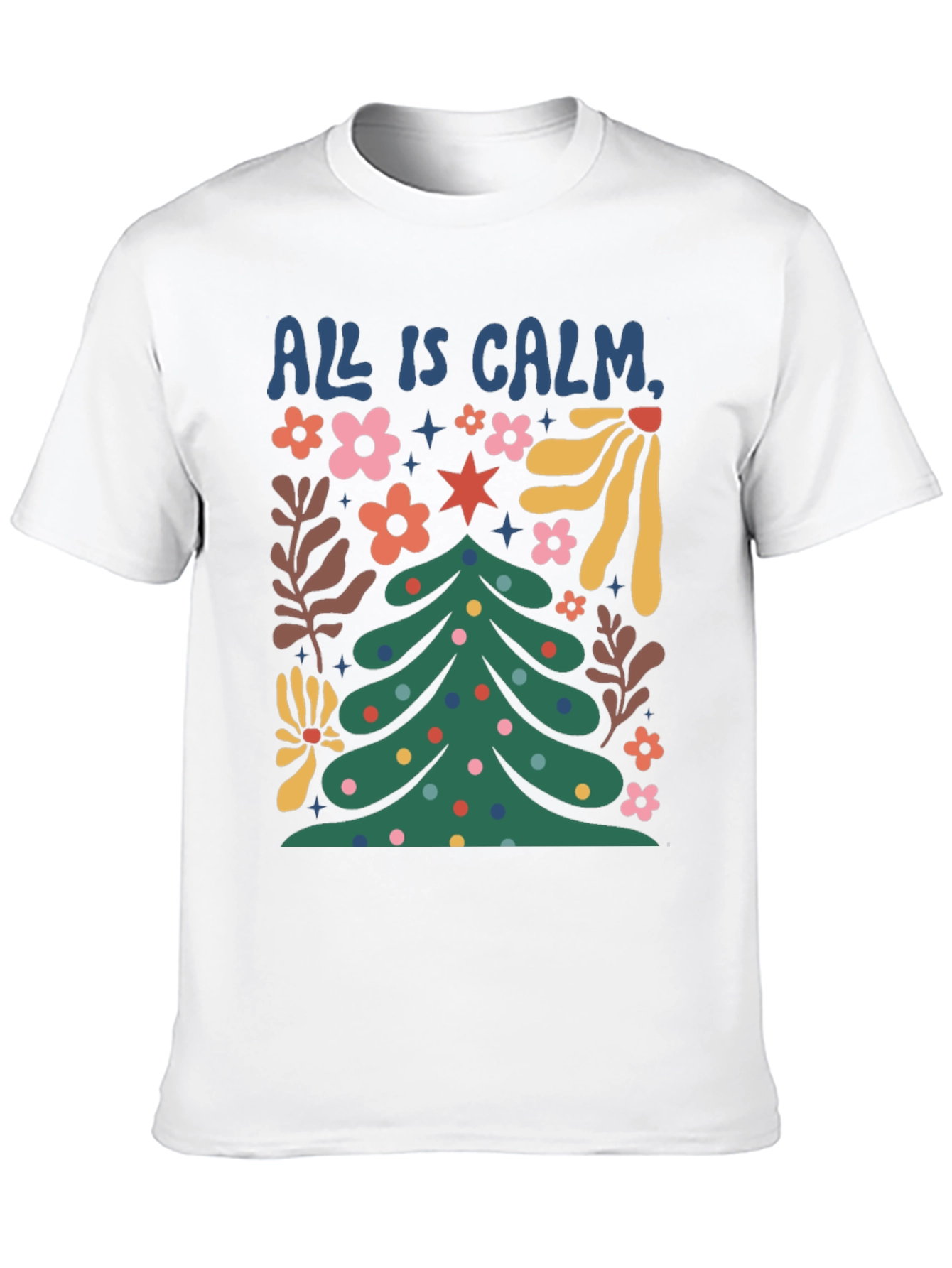 All is Calm Christmas Tree Graphic Tee