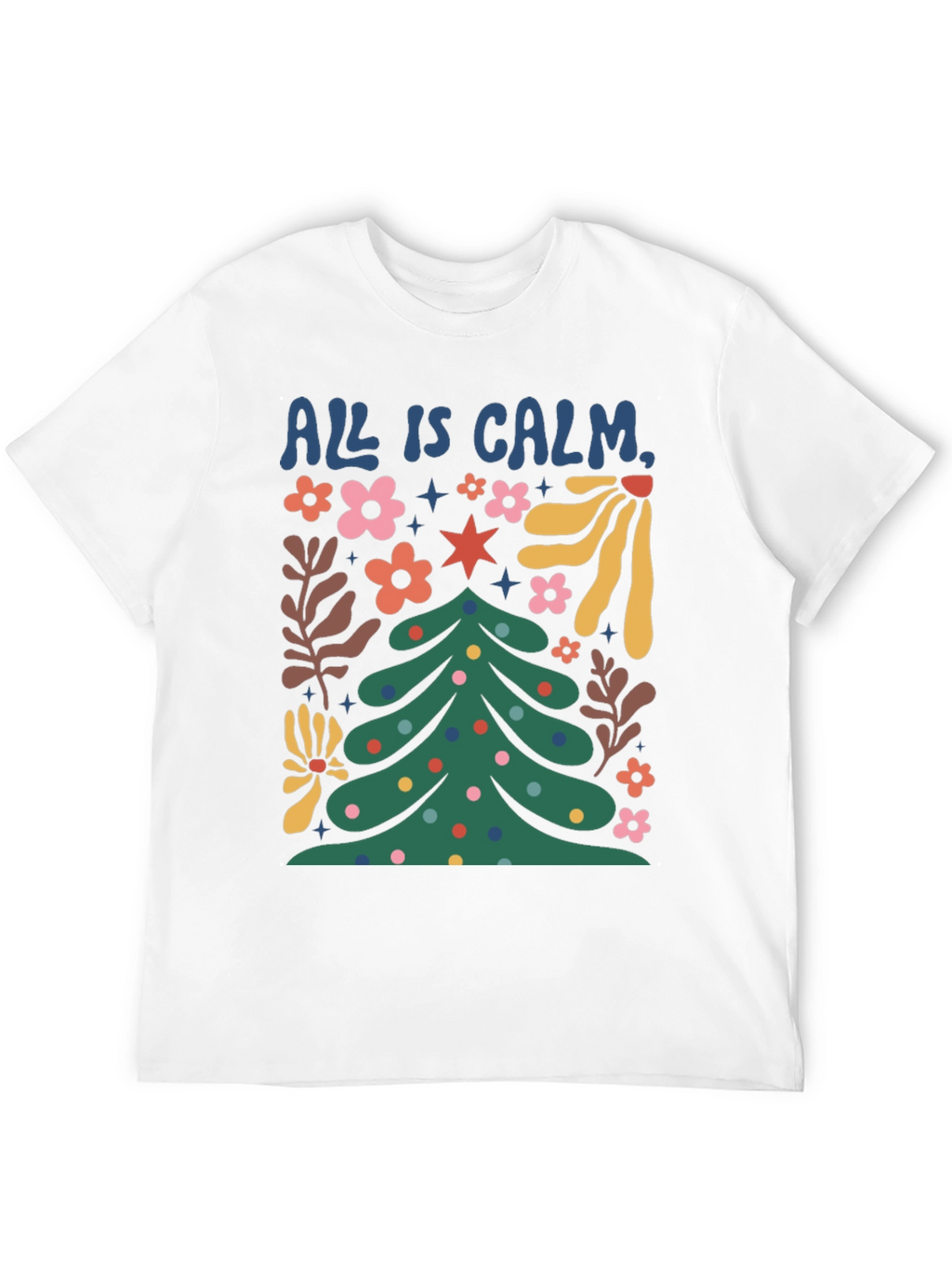 All is Calm Christmas Tree Graphic Tee