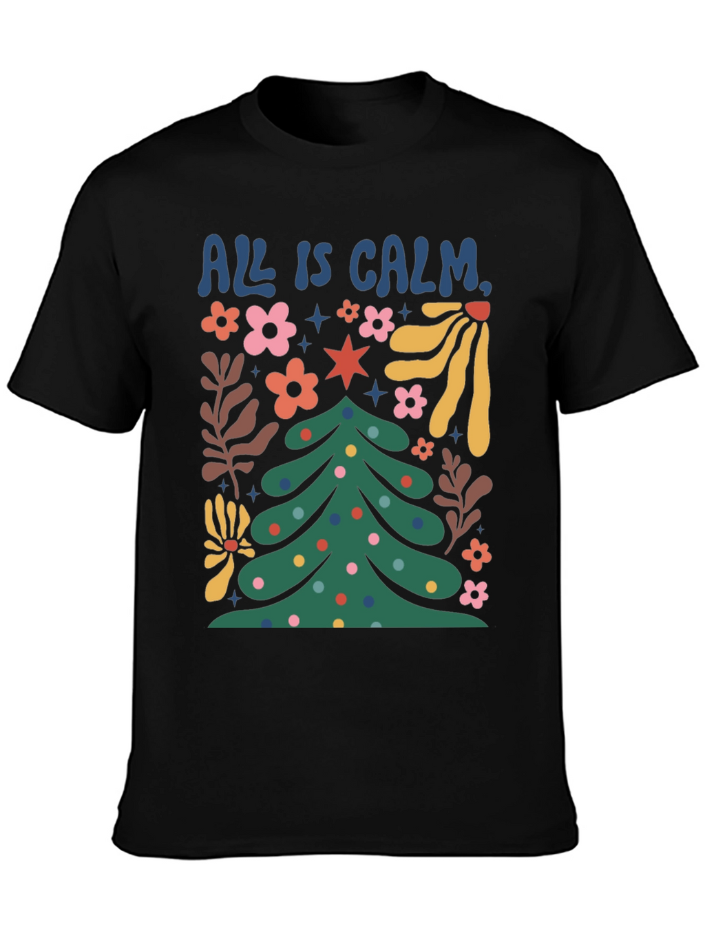 All is Calm Christmas Tree Graphic Tee