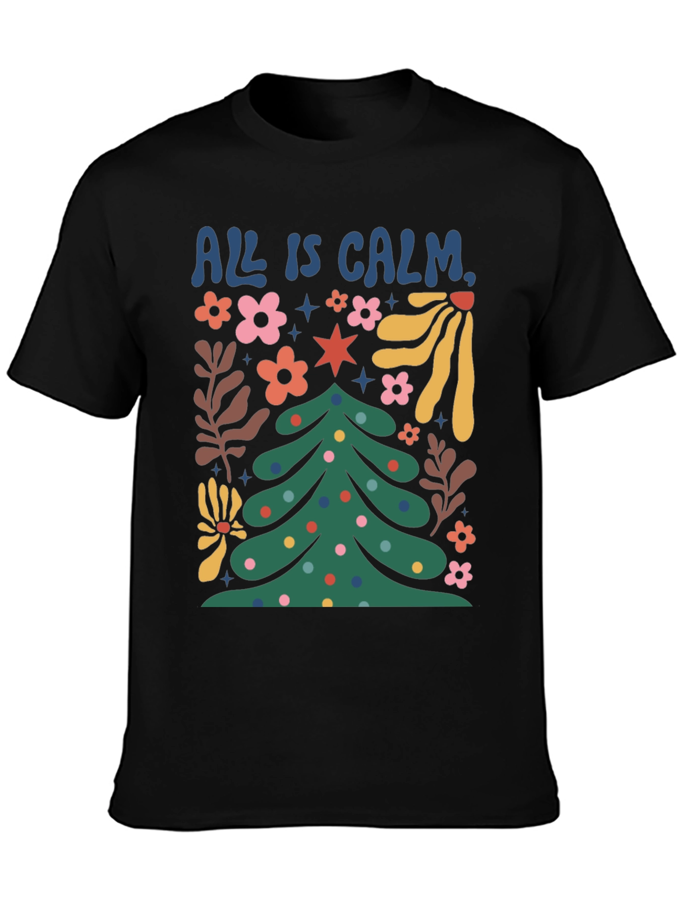 All is Calm Christmas Tree Graphic Tee