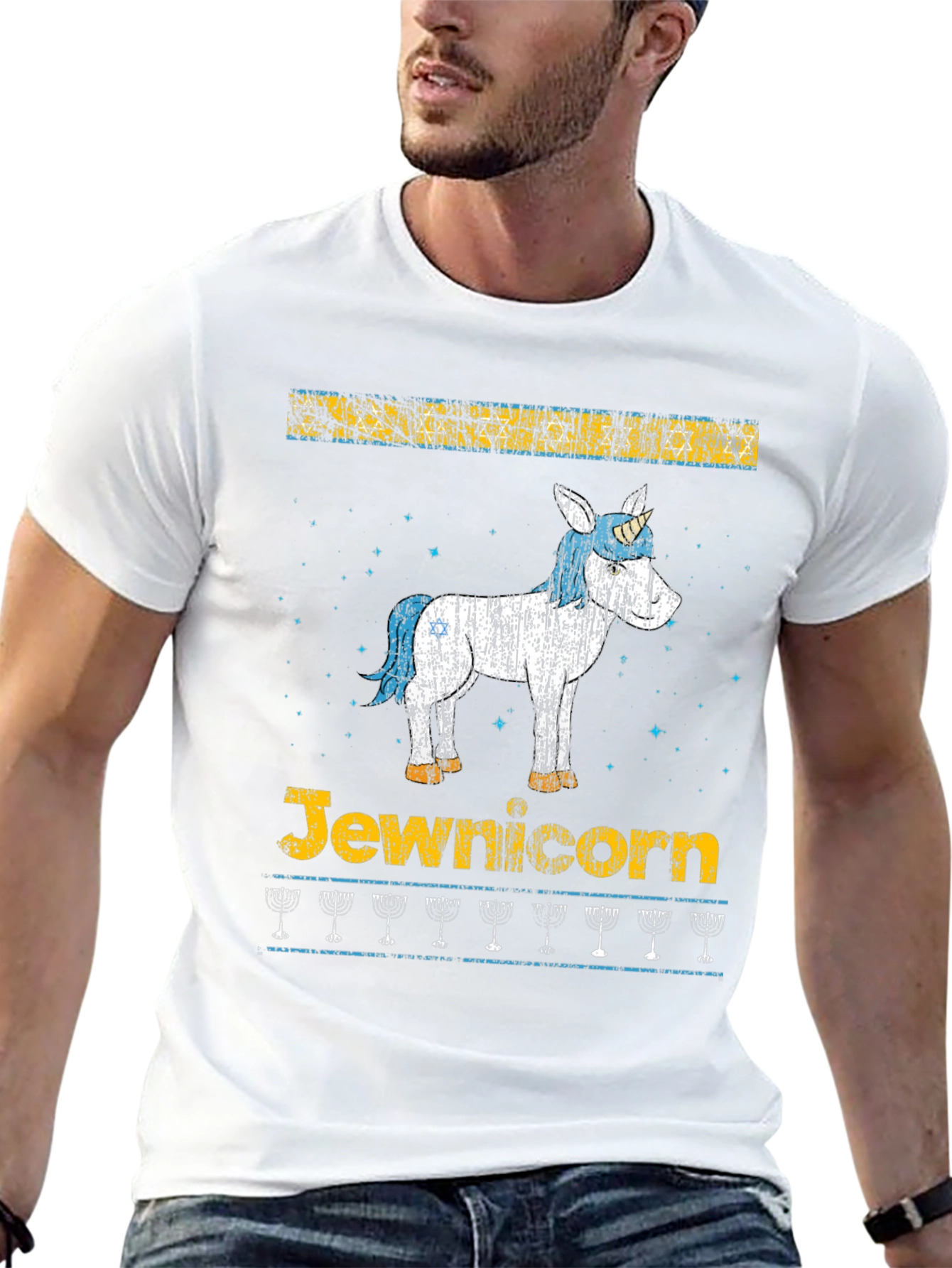 Jewnicorn Menorah Hanukkah T-Shirt