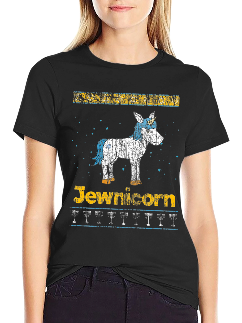Jewnicorn Menorah Hanukkah T-Shirt
