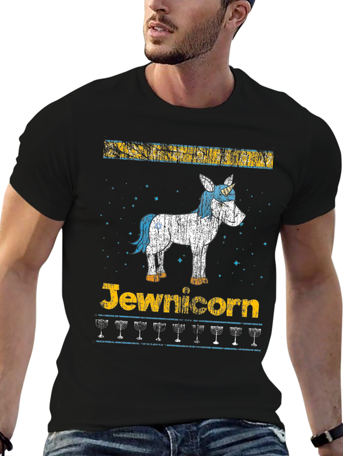 Jewnicorn Menorah Hanukkah T-Shirt