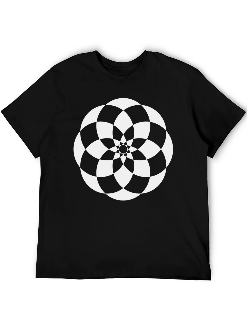 Geometric Flower Black T-Shirt