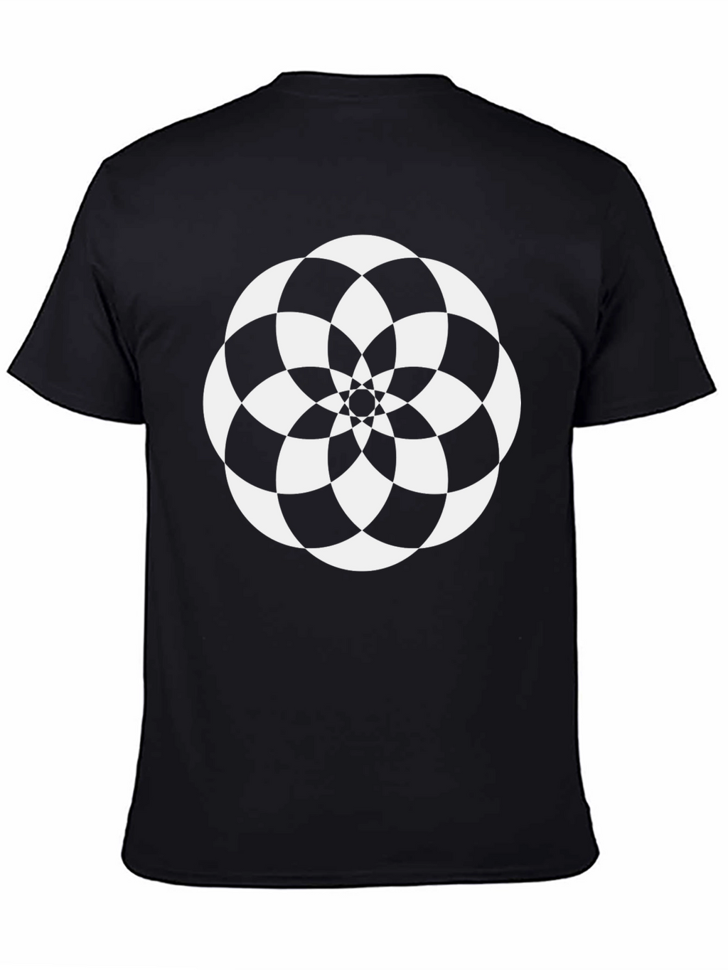 Geometric Flower Black T-Shirt