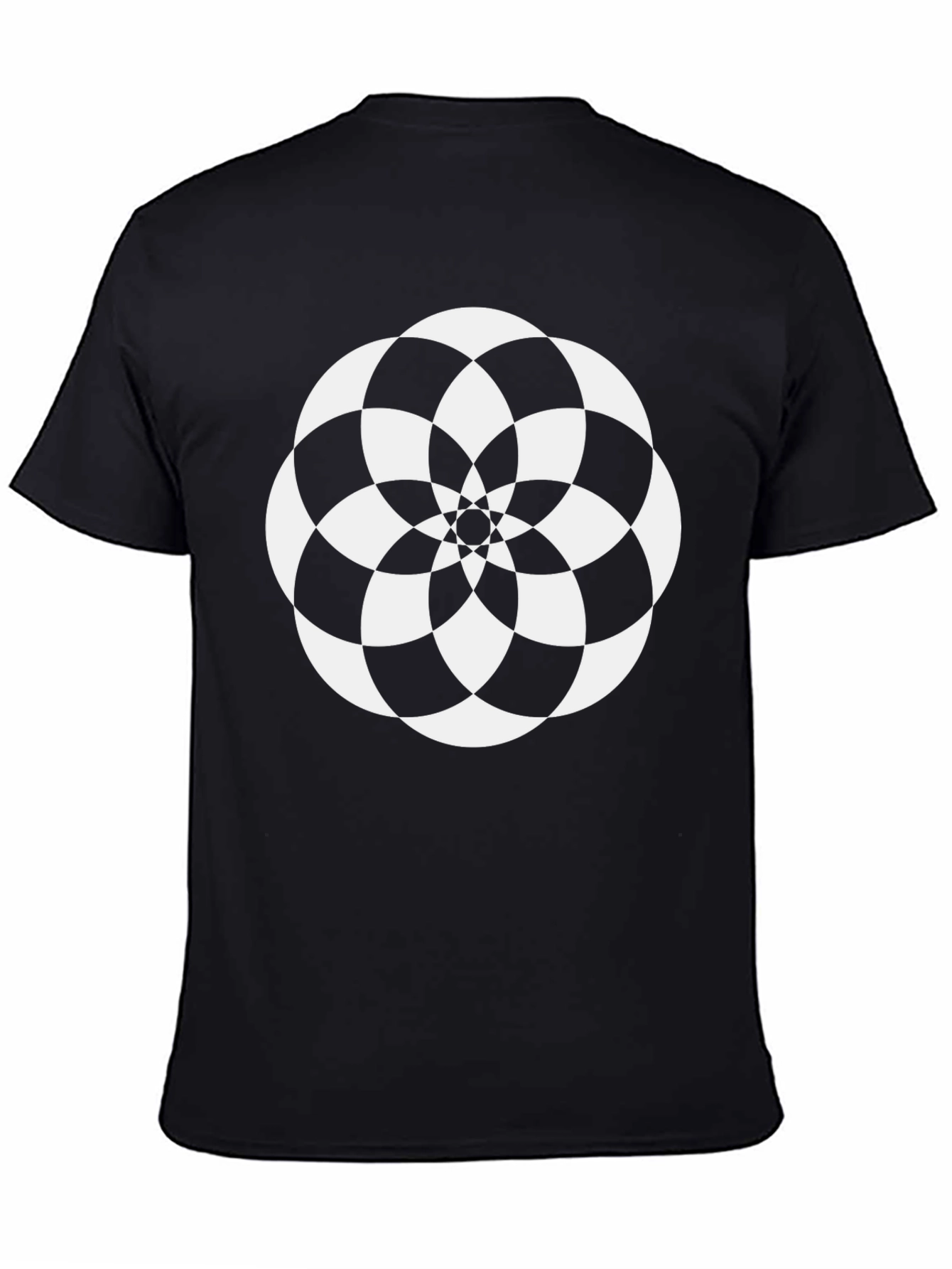 Geometric Flower Black T-Shirt