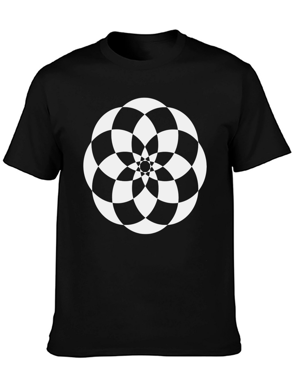Geometric Flower Black T-Shirt