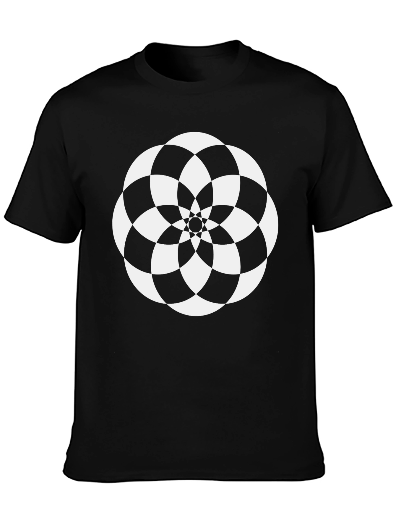 Geometric Flower Black T-Shirt