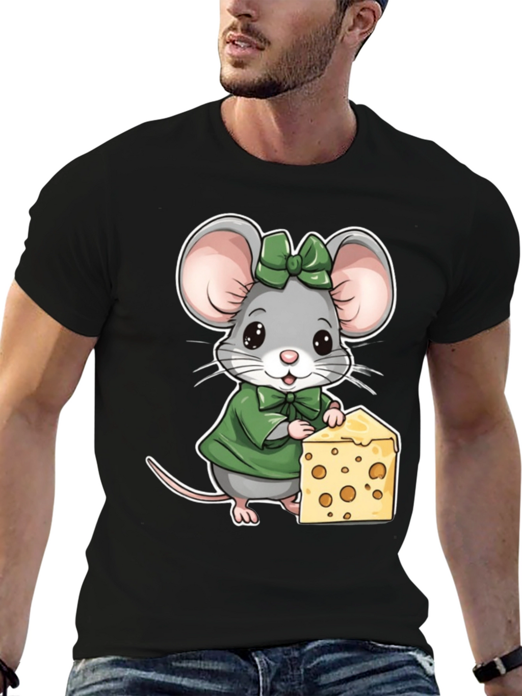 Mouse & Cheese Graphic T-Shirt - Cute Cartoon Tee