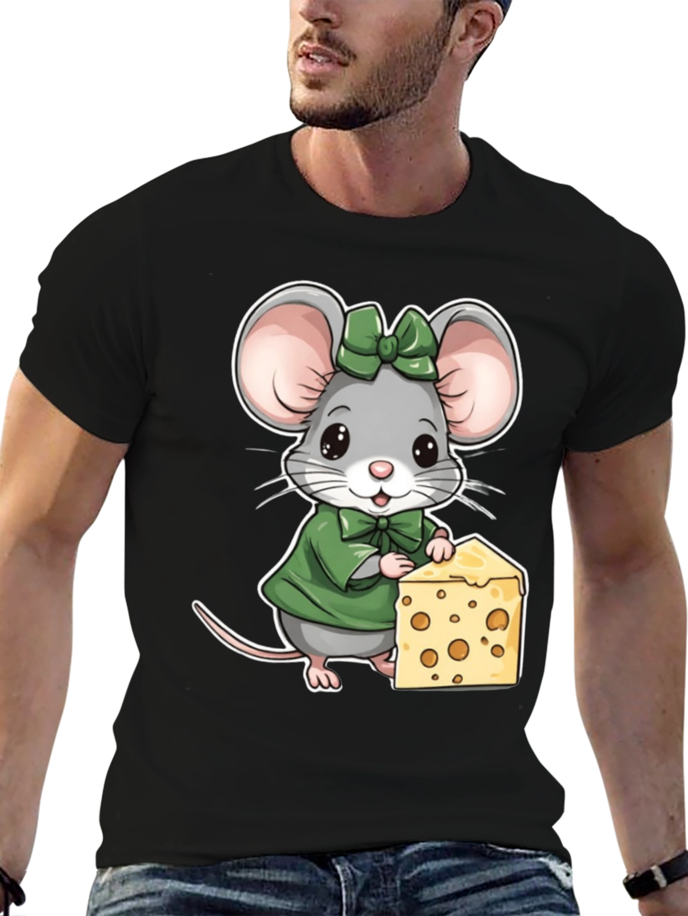 Mouse & Cheese Graphic T-Shirt - Cute Cartoon Tee