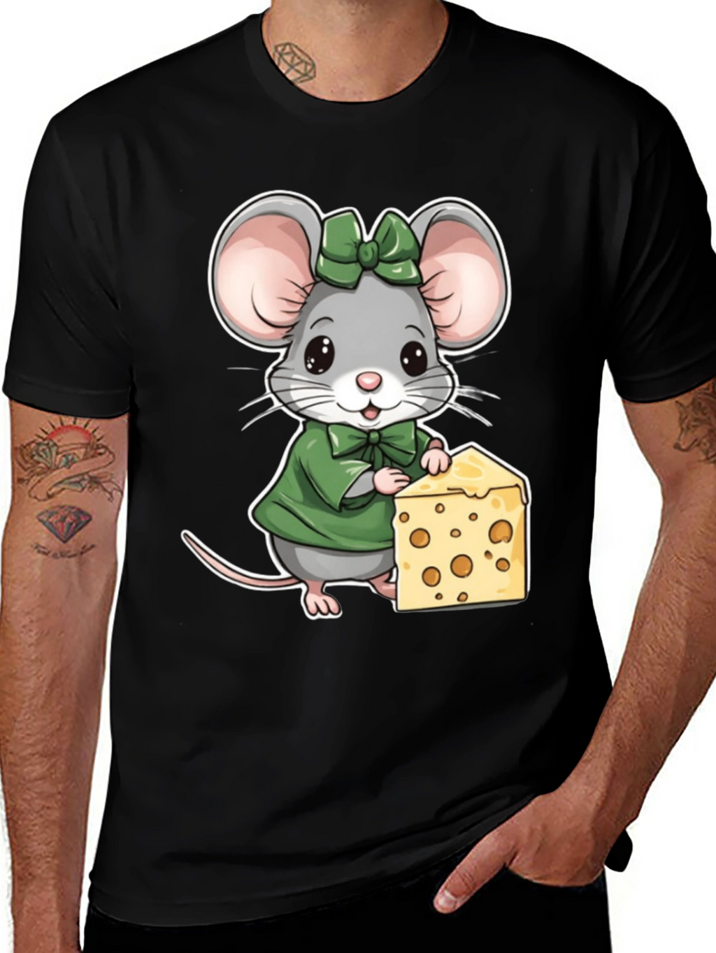 Mouse & Cheese Graphic T-Shirt - Cute Cartoon Tee