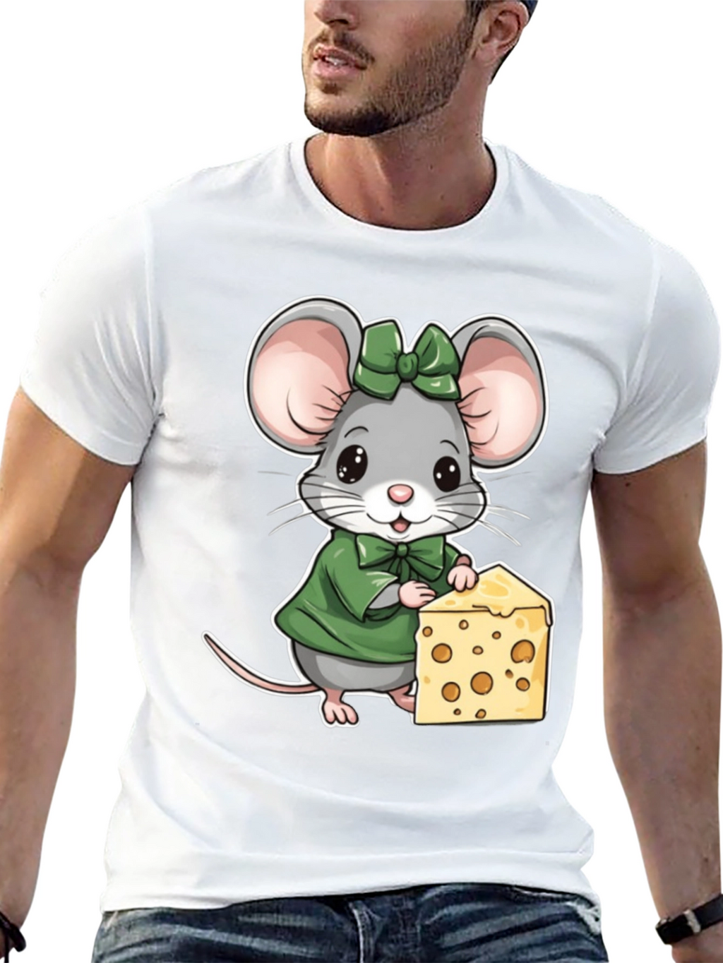 Mouse & Cheese Graphic T-Shirt - Cute Cartoon Tee