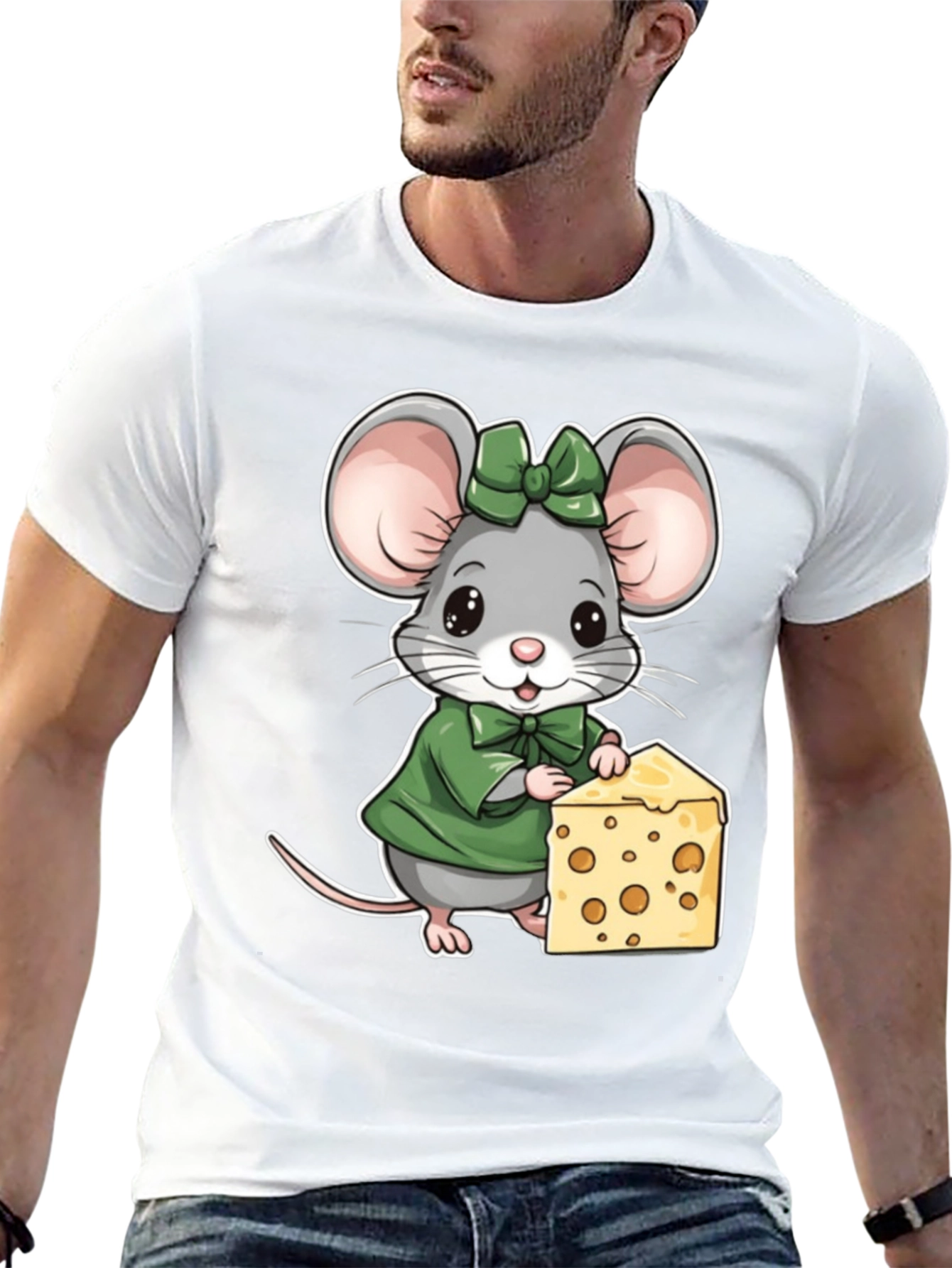 Mouse & Cheese Graphic T-Shirt - Cute Cartoon Tee