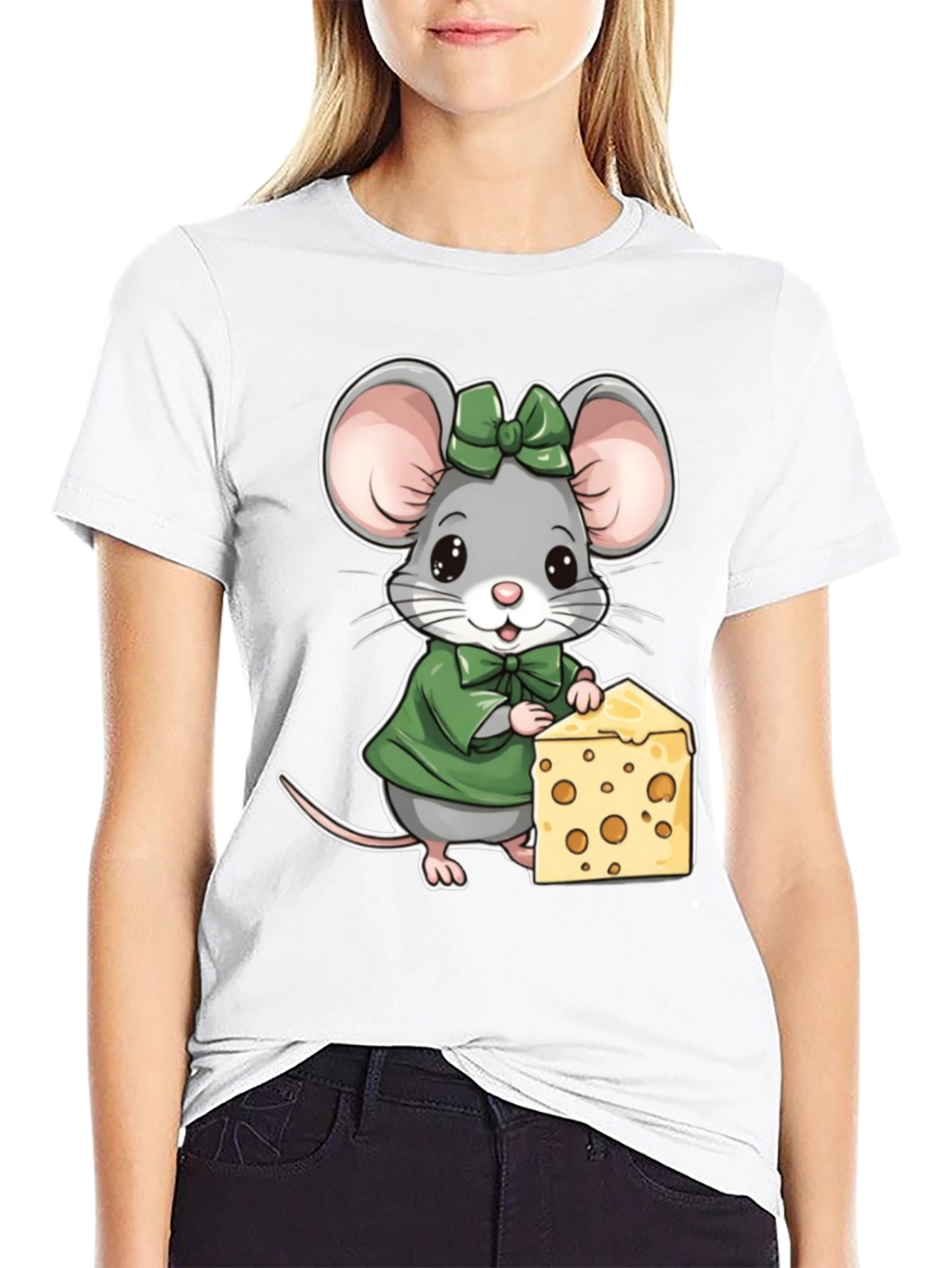Mouse & Cheese Graphic T-Shirt - Cute Cartoon Tee