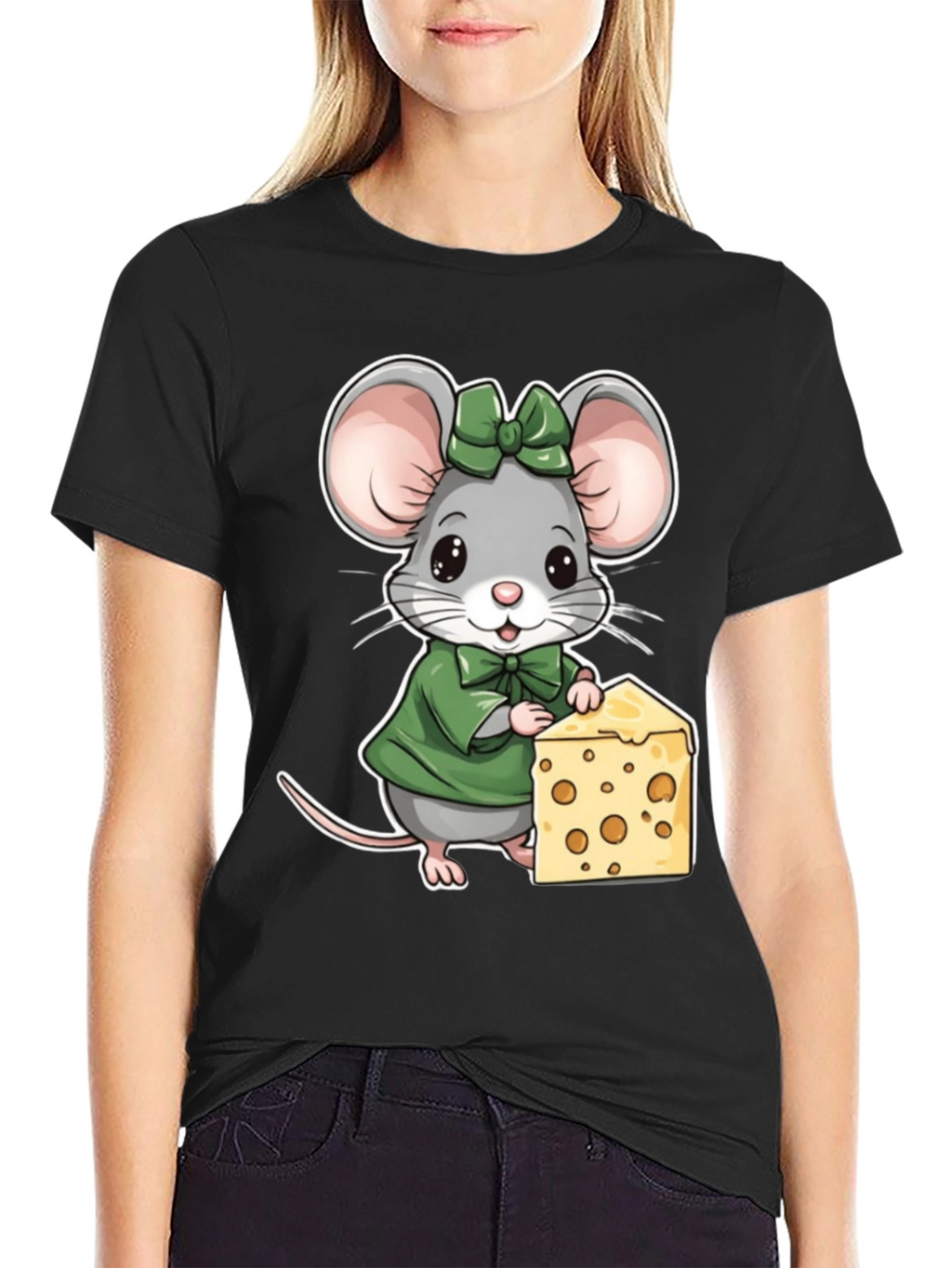 Mouse & Cheese Graphic T-Shirt - Cute Cartoon Tee