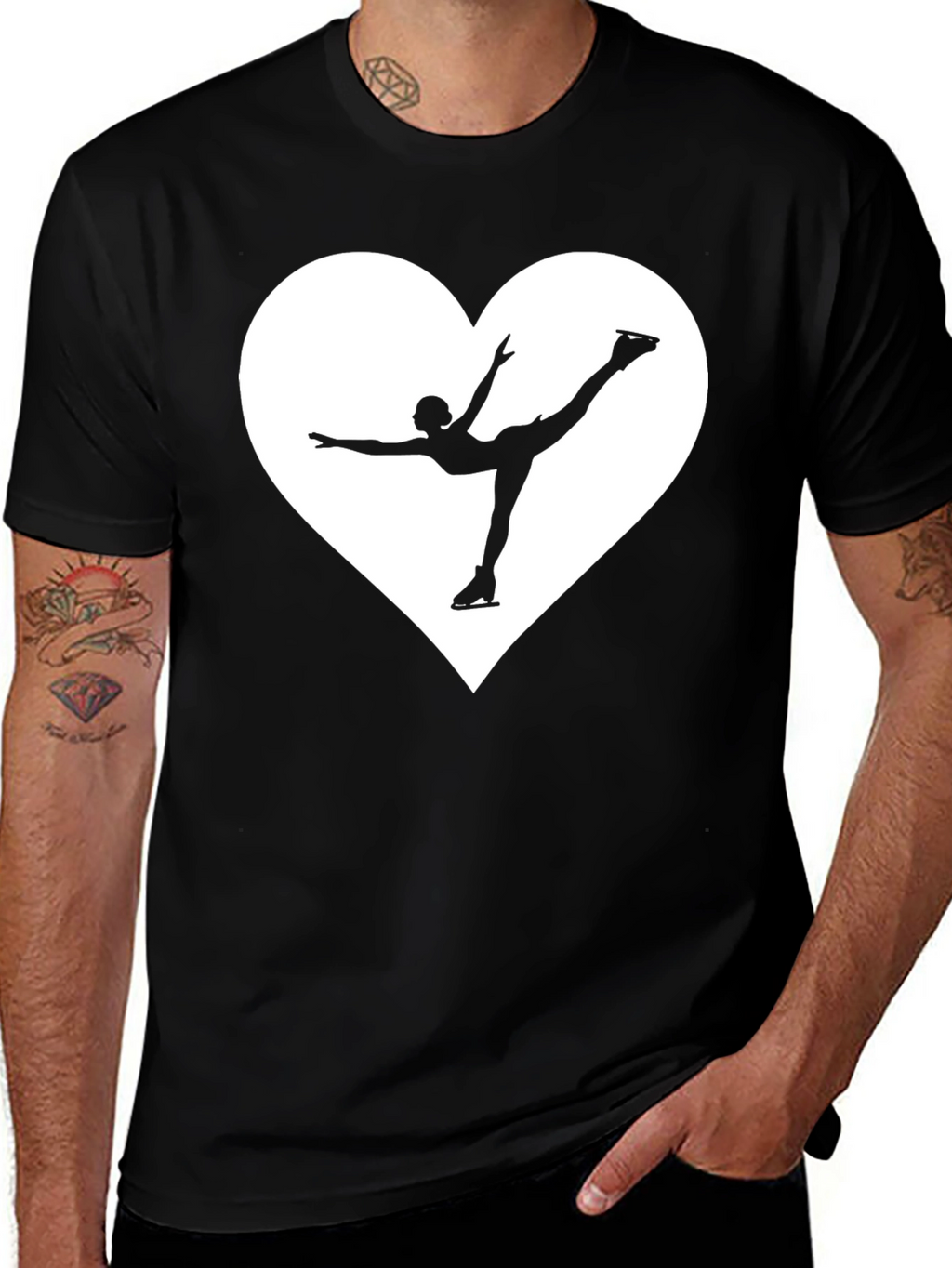 Figure Skating Heart Tee - Black Cotton Comfort