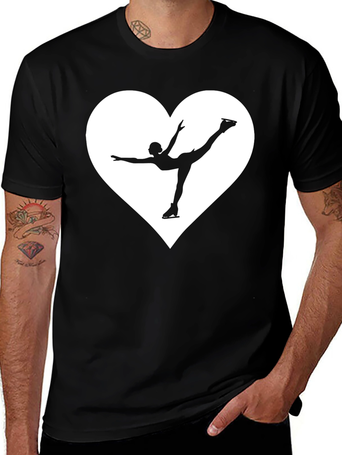 Figure Skating Heart Tee - Black Cotton Comfort