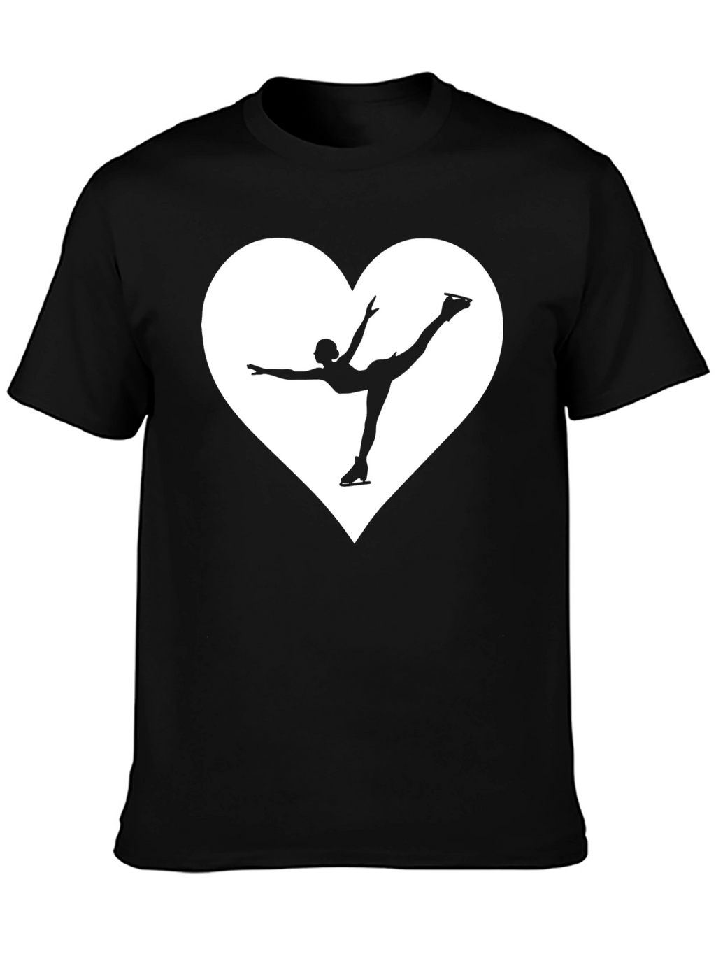 Figure Skating Heart Tee - Black Cotton Comfort