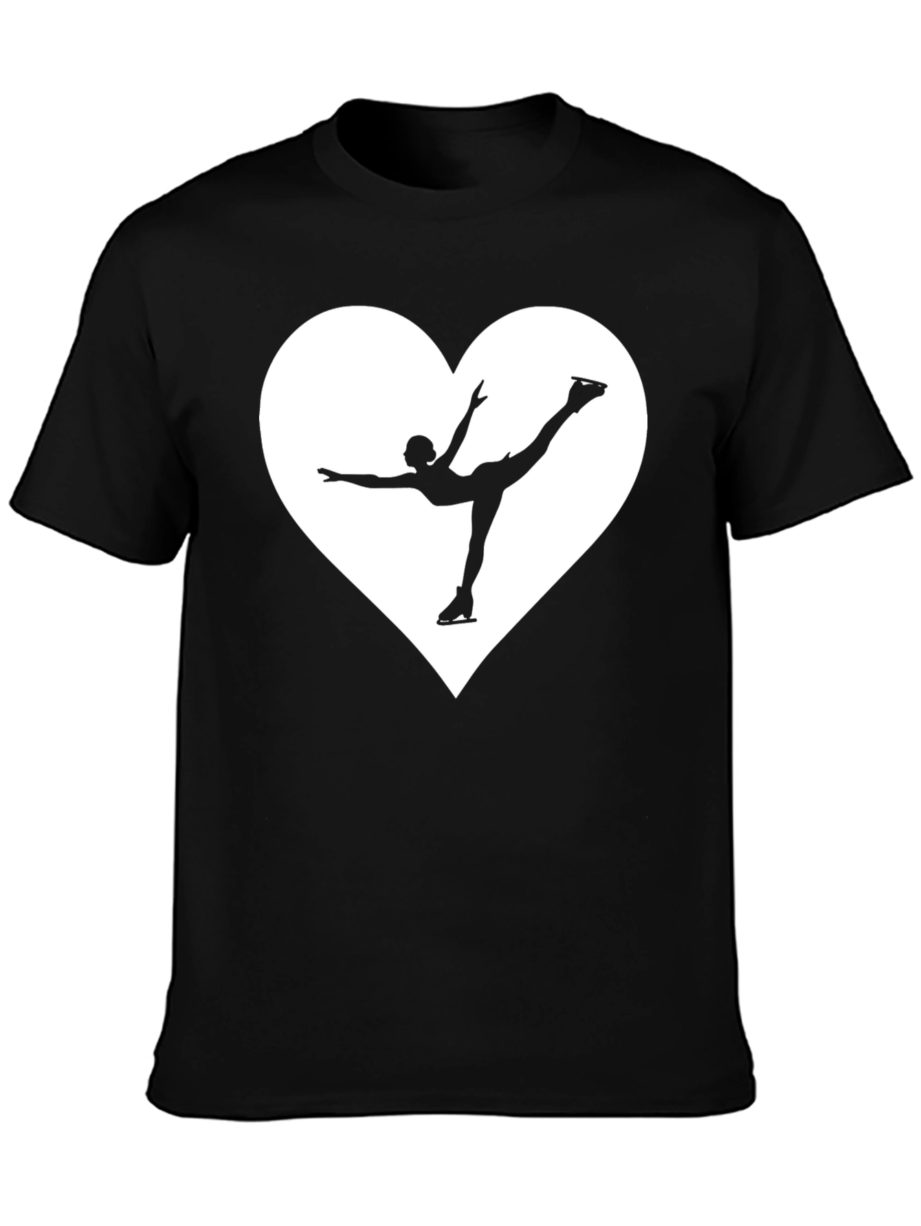 Figure Skating Heart Tee - Black Cotton Comfort