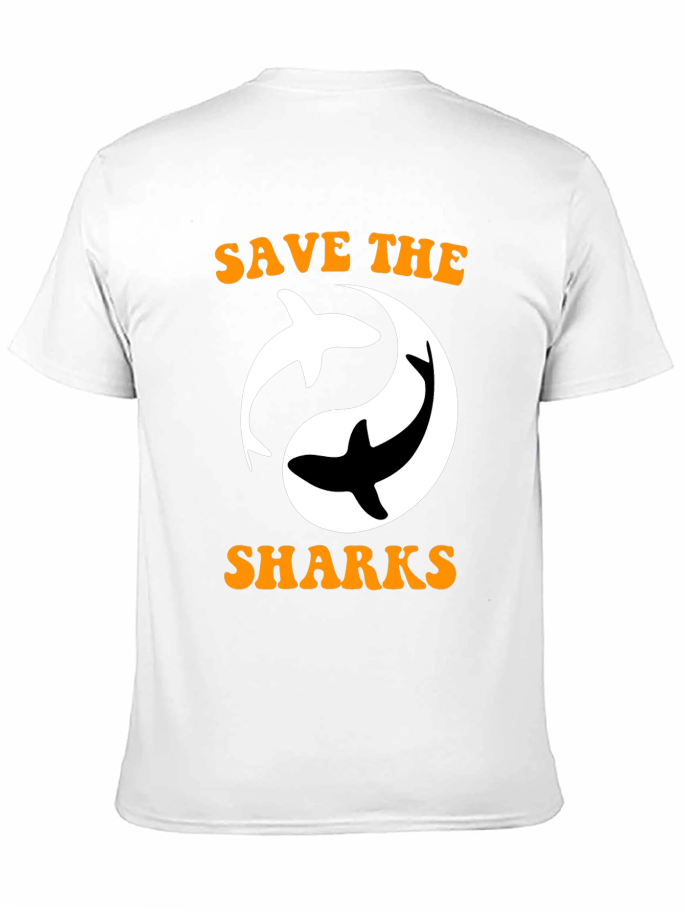 Save the Sharks Graphic Print Black T-Shirt