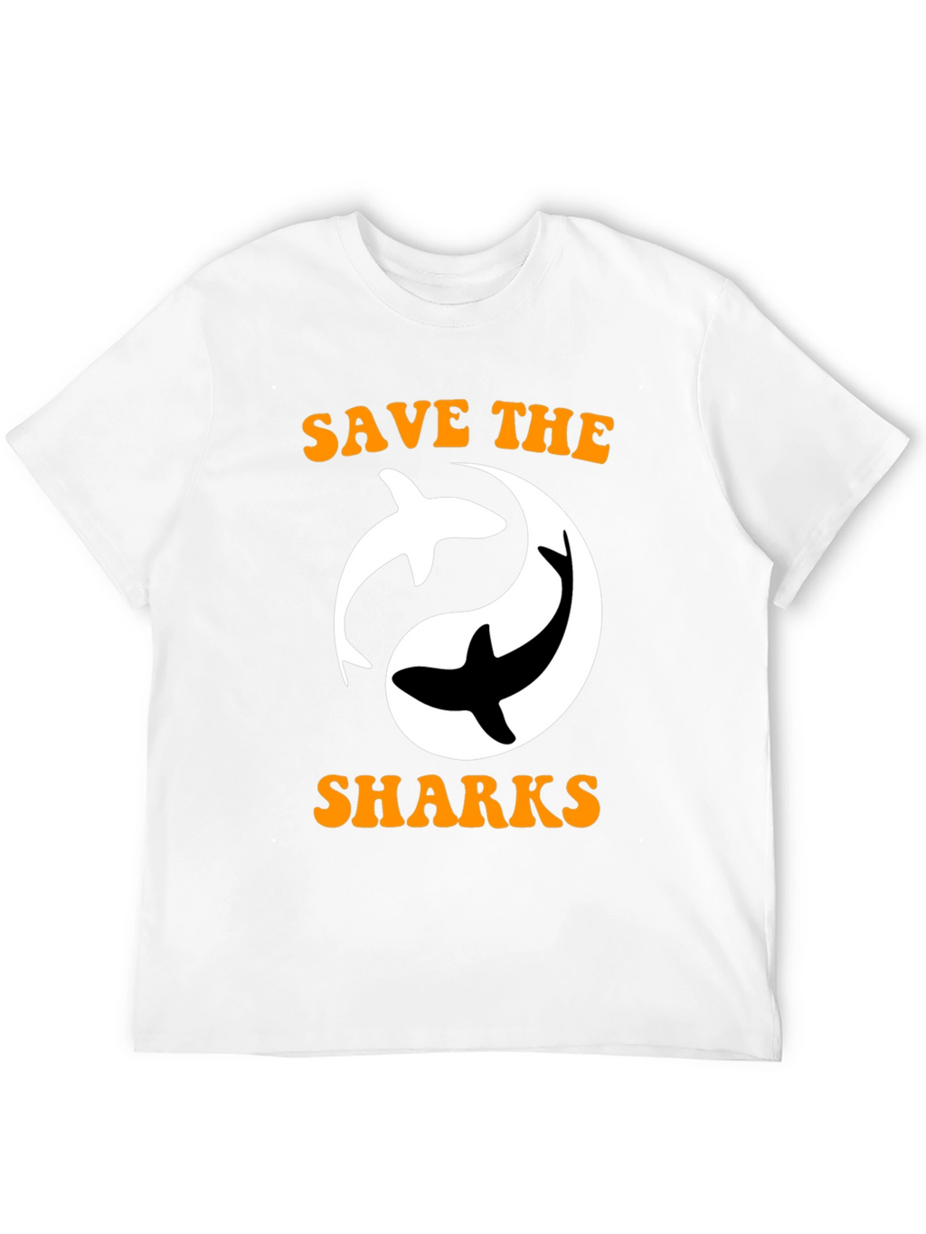 Save the Sharks Graphic Print Black T-Shirt