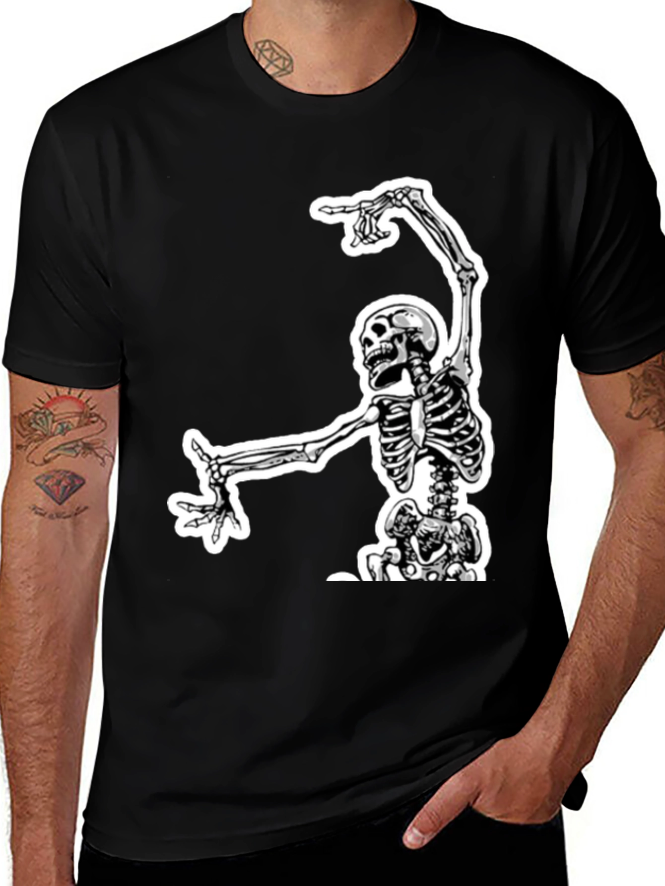 Skeleton Graphic Tee - Black Cotton