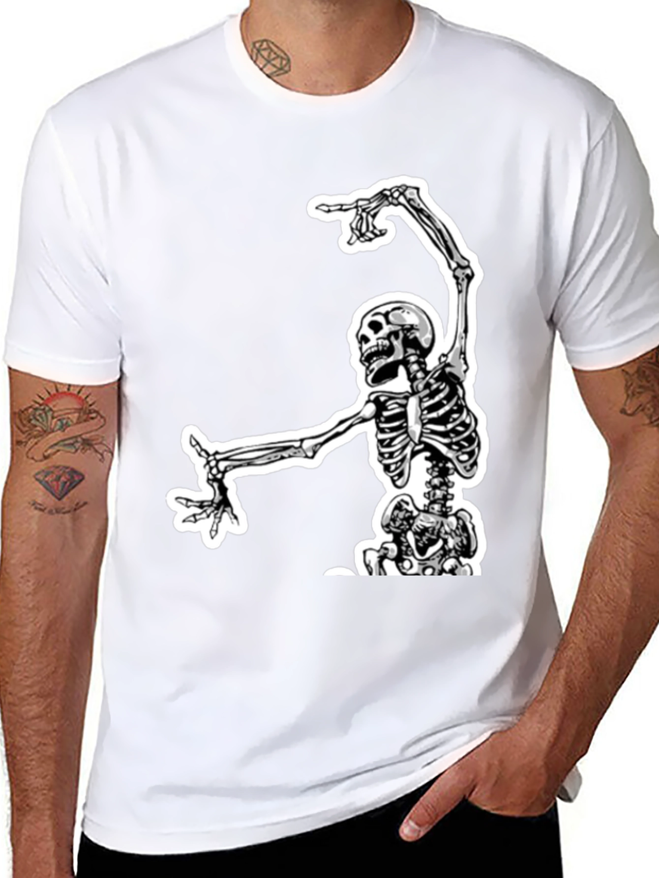 Skeleton Graphic Tee - Black Cotton