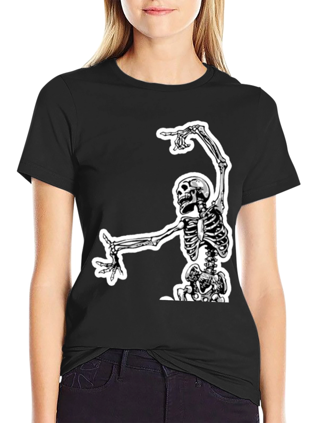 Skeleton Graphic Tee - Black Cotton