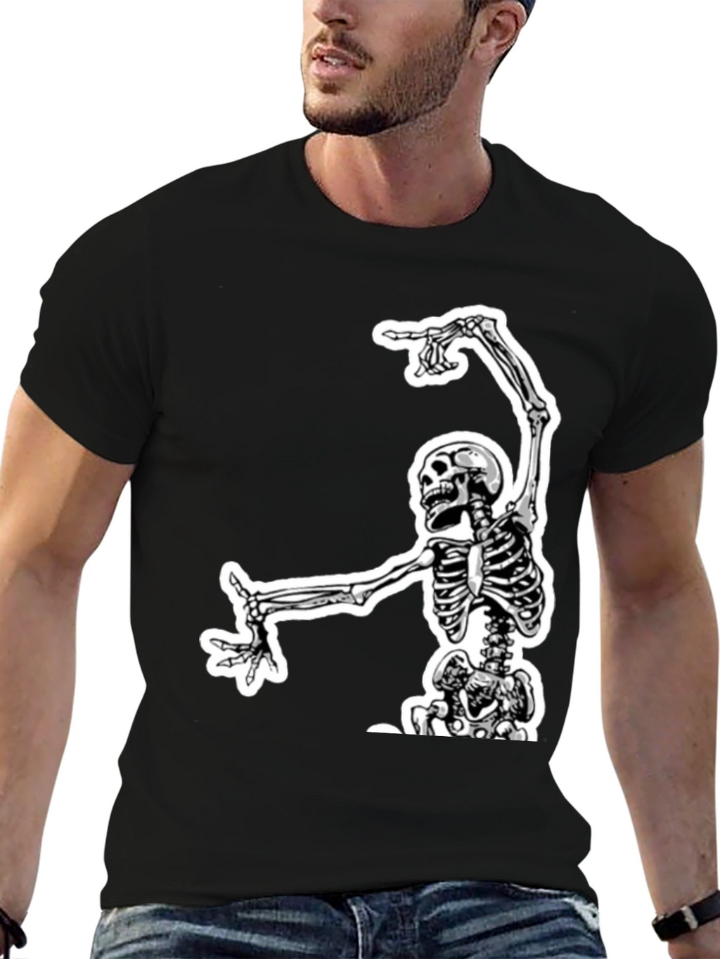 Skeleton Graphic Tee - Black Cotton