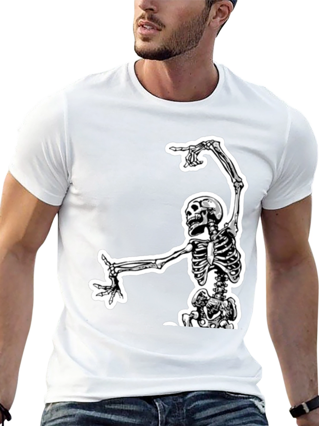 Skeleton Graphic Tee - Black Cotton