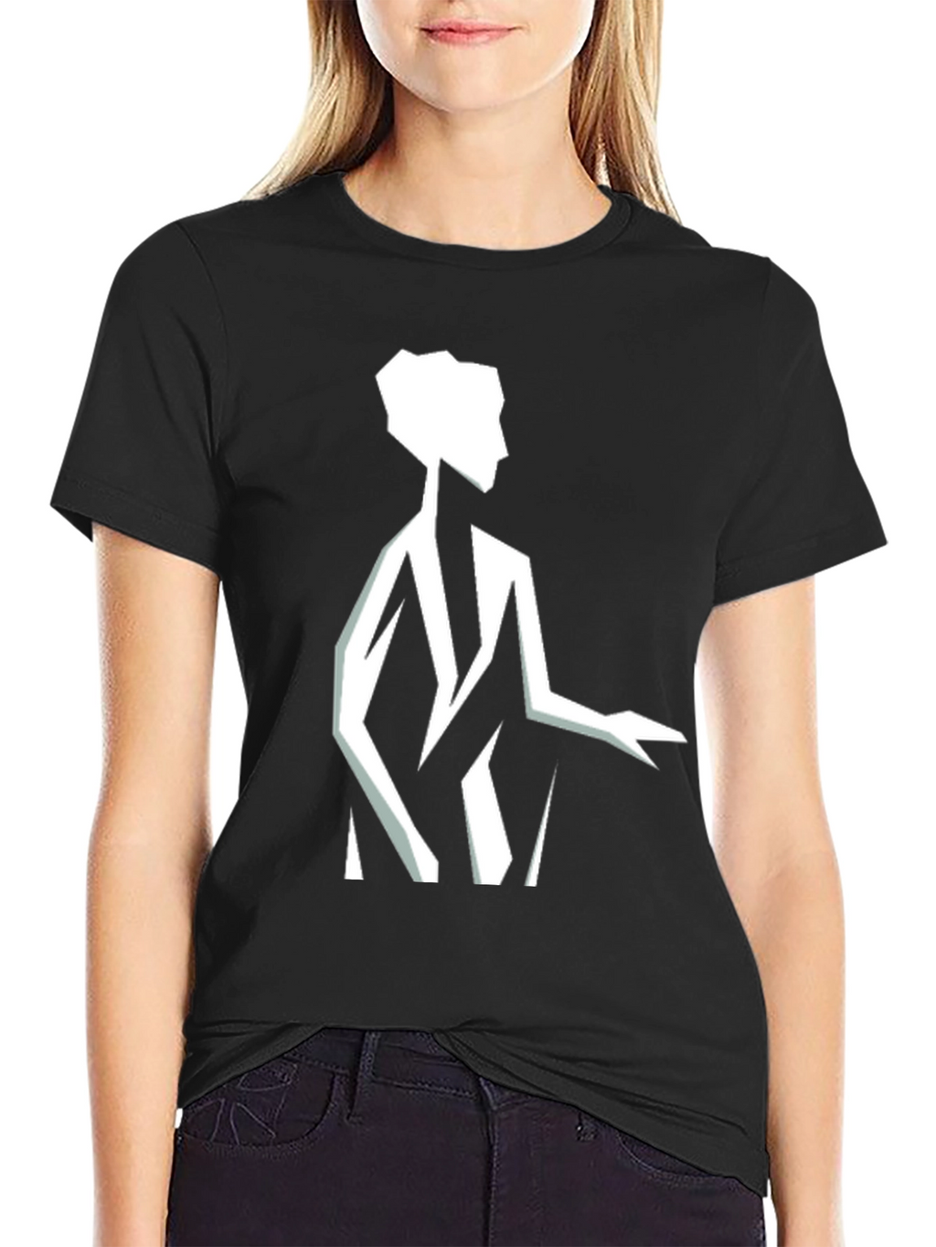 Geometric Silhouette Graphic Tee - Black
