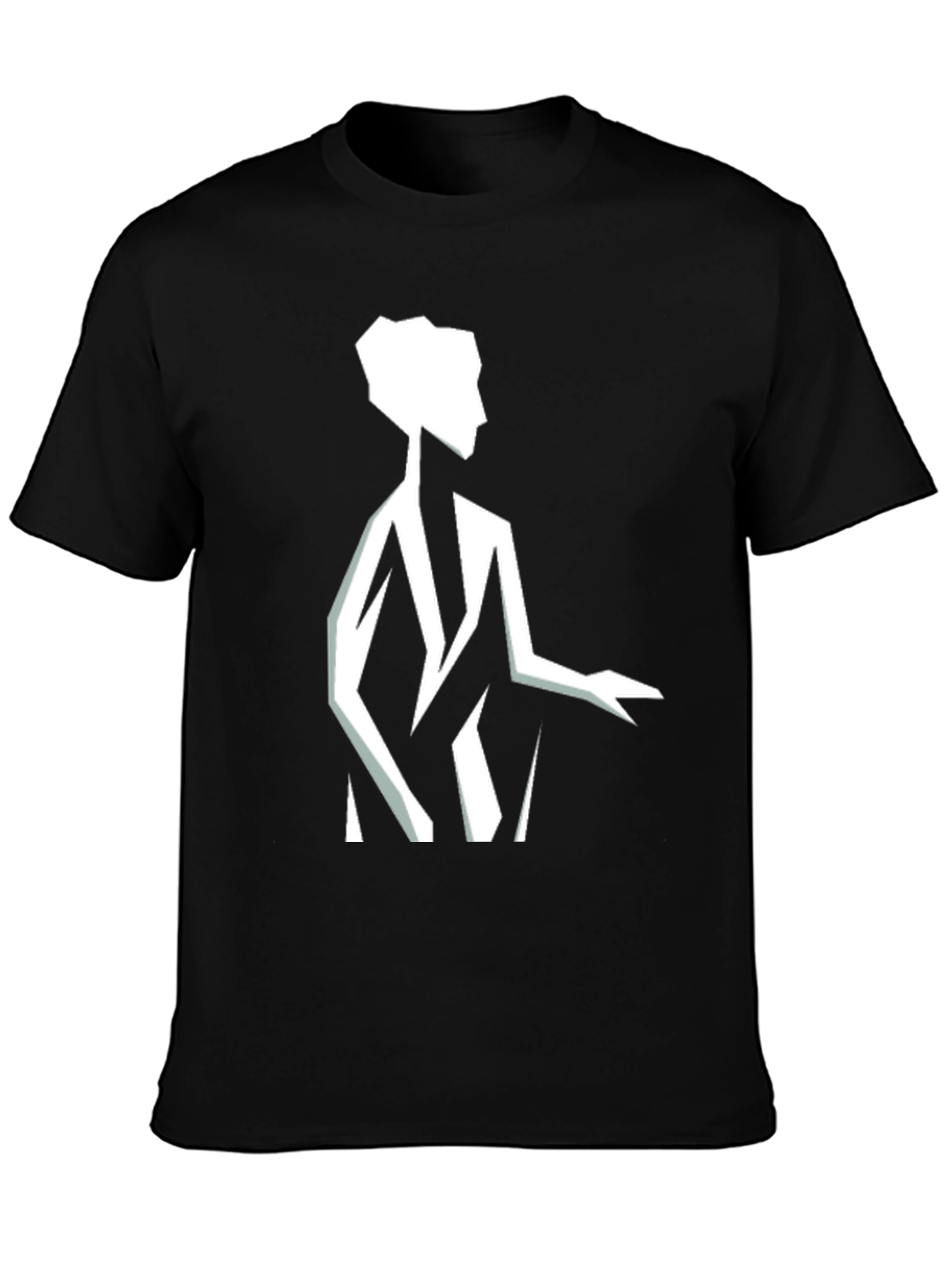 Geometric Silhouette Graphic Tee - Black