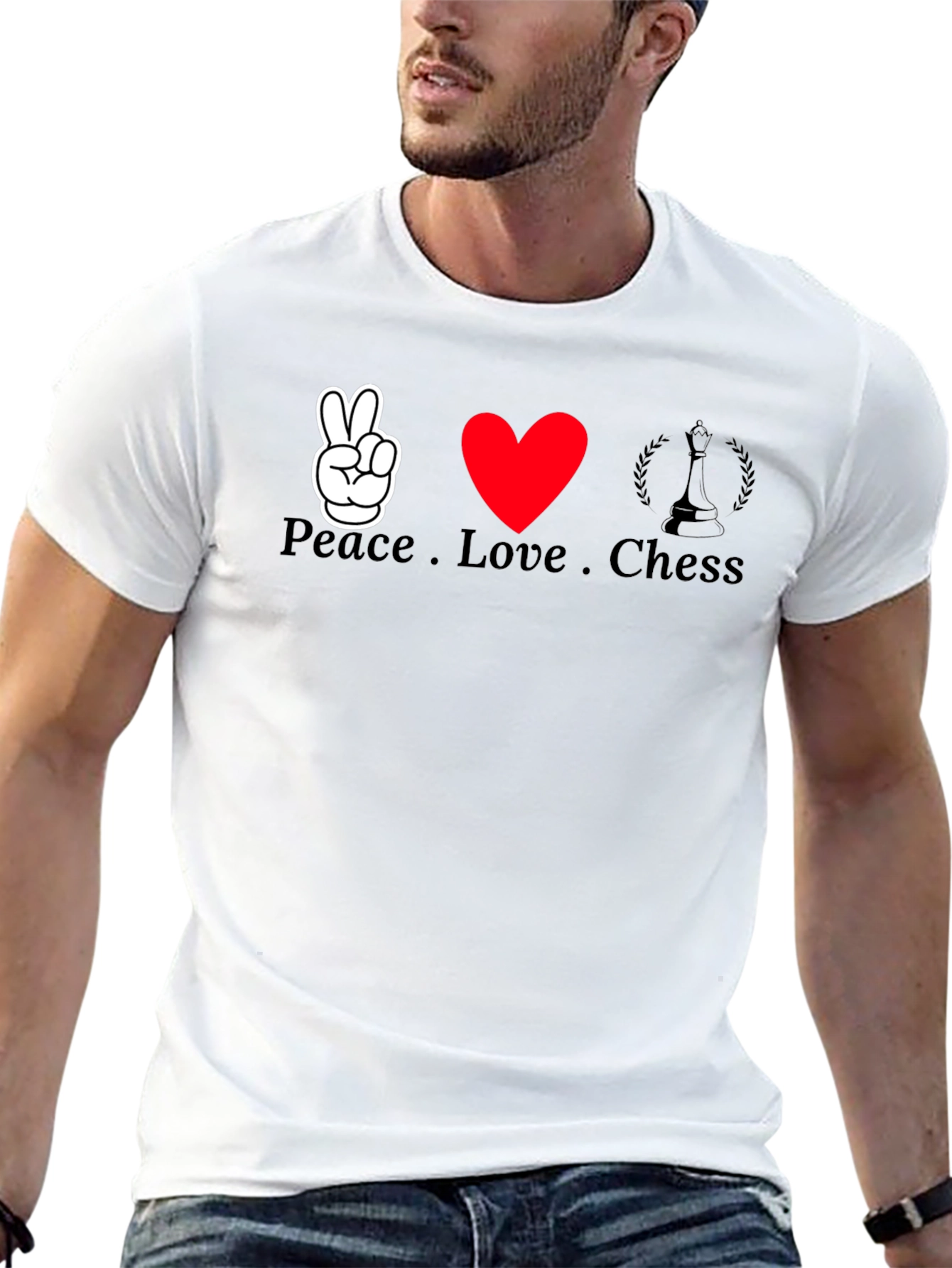 Peace Love Chess Graphic Tee - Black T-Shirt