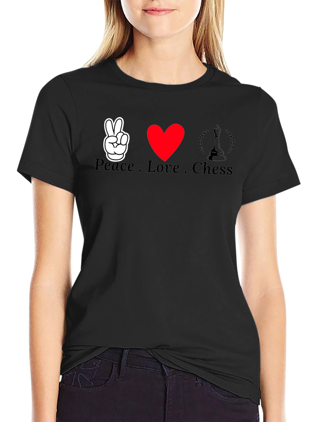 Peace Love Chess Graphic Tee - Black T-Shirt