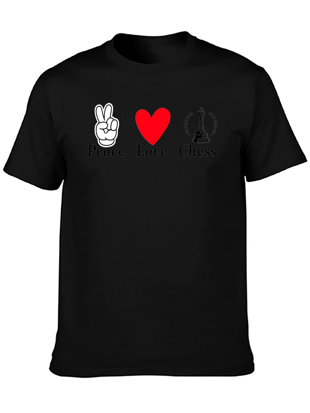 Peace Love Chess Graphic Tee - Black T-Shirt