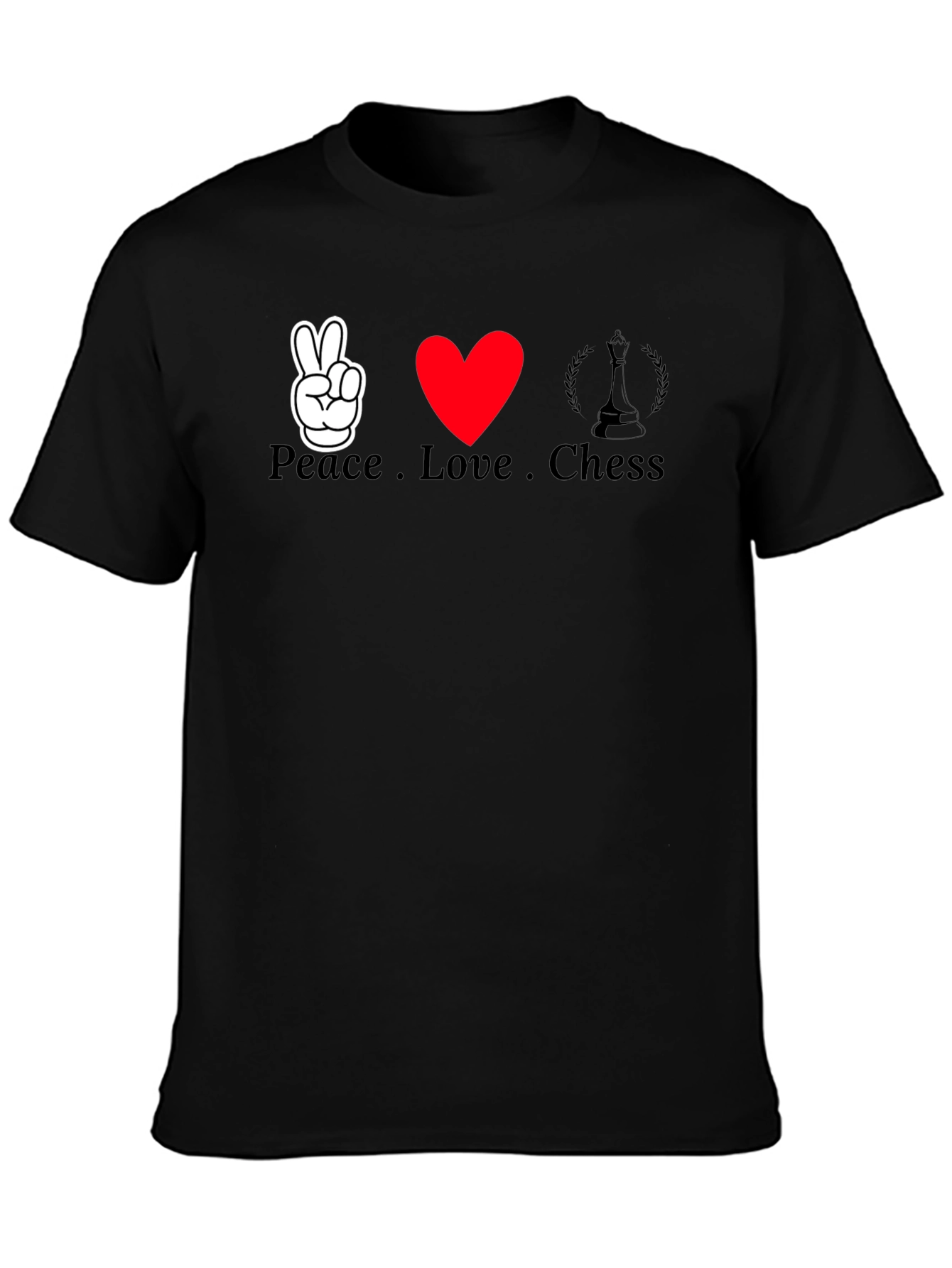 Peace Love Chess Graphic Tee - Black T-Shirt