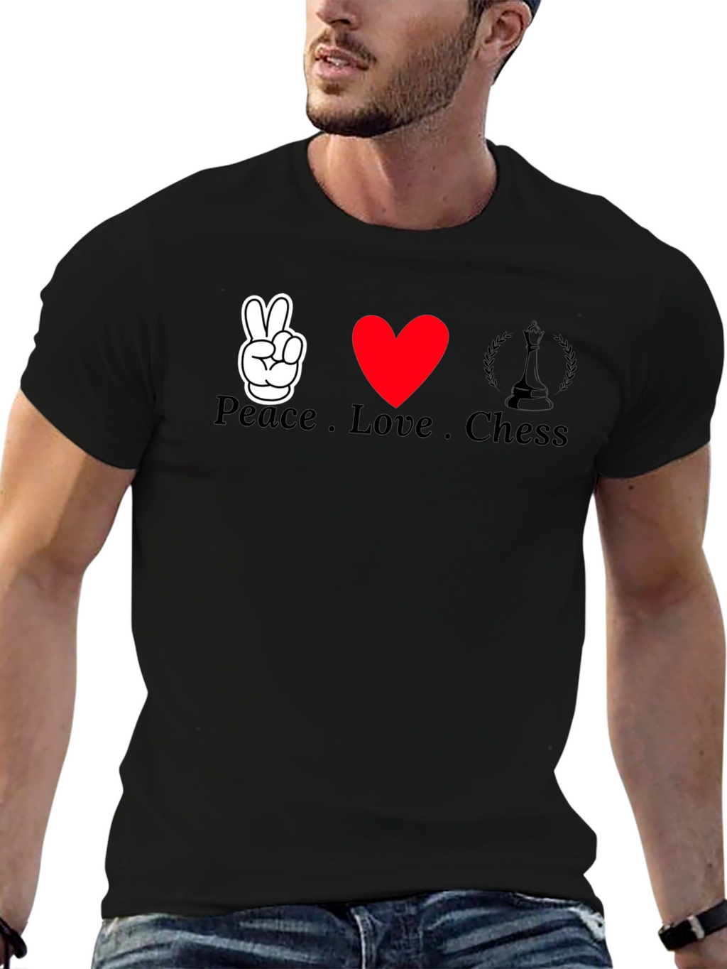 Peace Love Chess Graphic Tee - Black T-Shirt